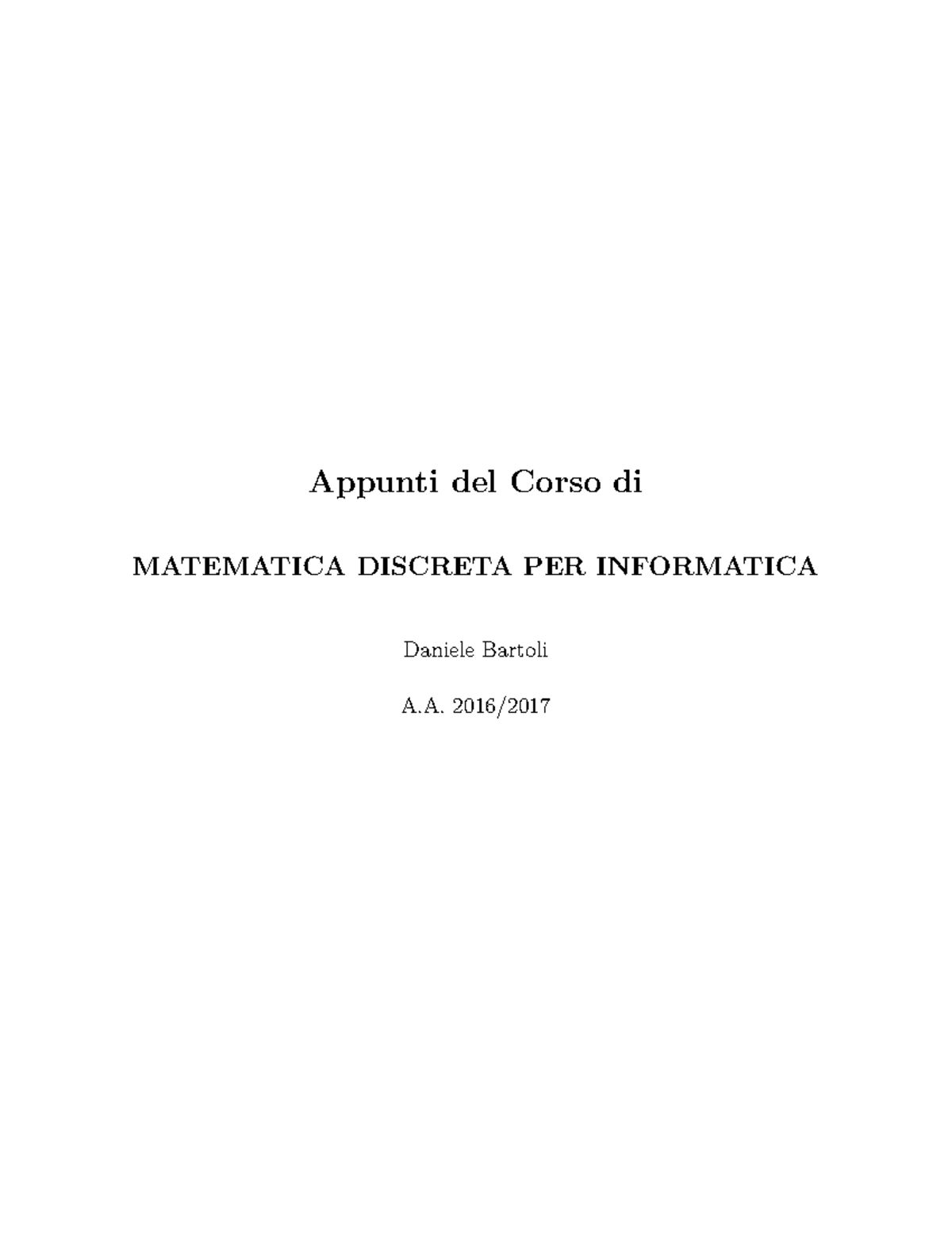 Appunti Corso Per Matematica Discreta1 - Appunti Del Corso Di ...