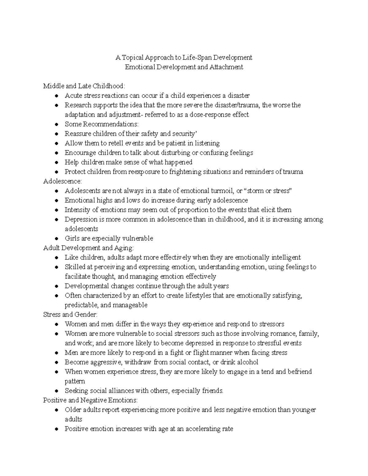 Emotional Development and Attachment - A Topical Approach to Life-Span ...