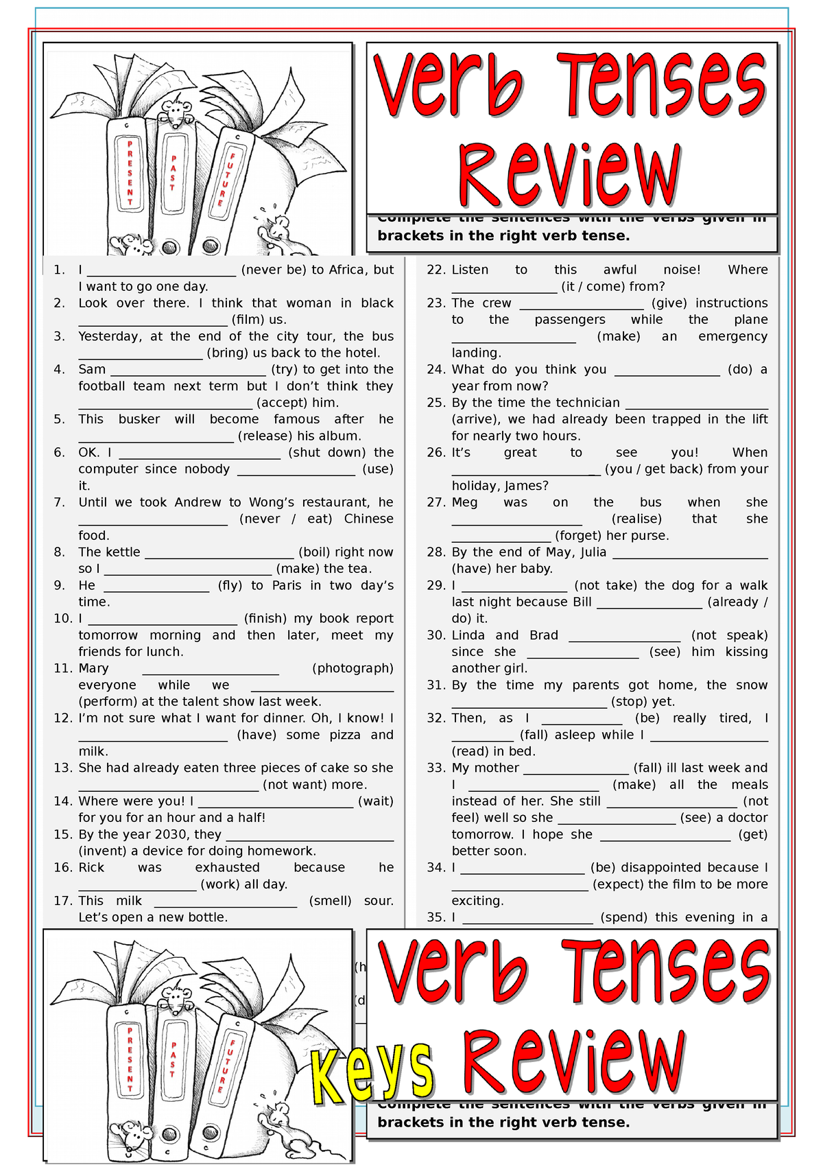 B1-verb-tenses-review-12-grammar-drills-tests 94314 - Complete the ...