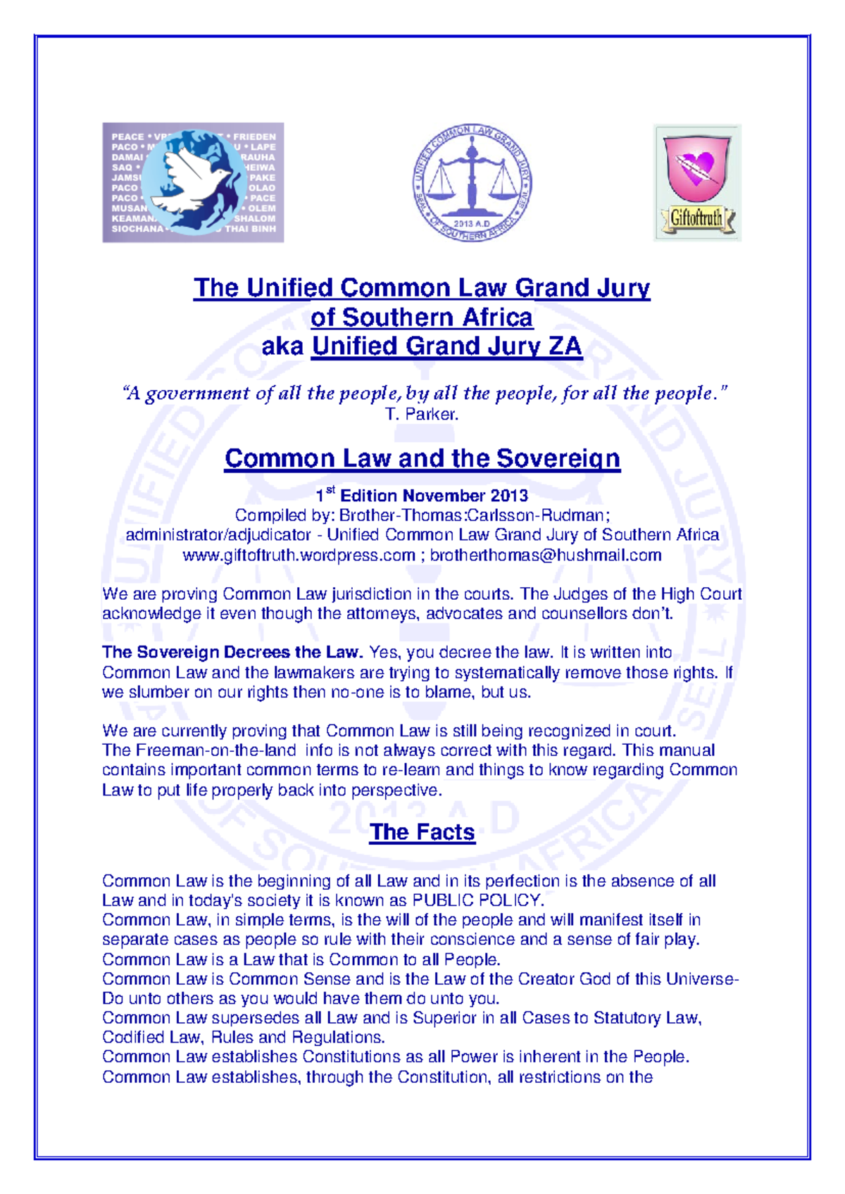 The Unified Common Law Grand Jury of Southern Africa aka