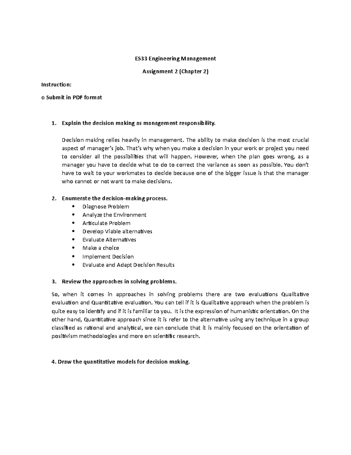 Assignment 2 - ES33 Engineering Management - ES33 Engineering ...