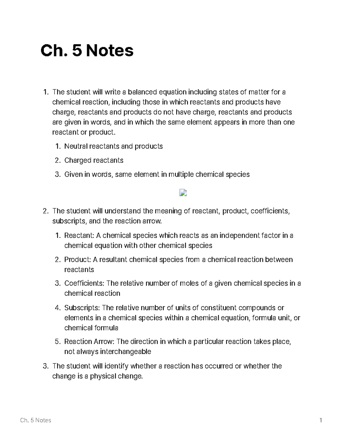 Chapter 5 Notes - Ch. 5 Notes 1 Ch. 5 Notes The Student Will Write A ...