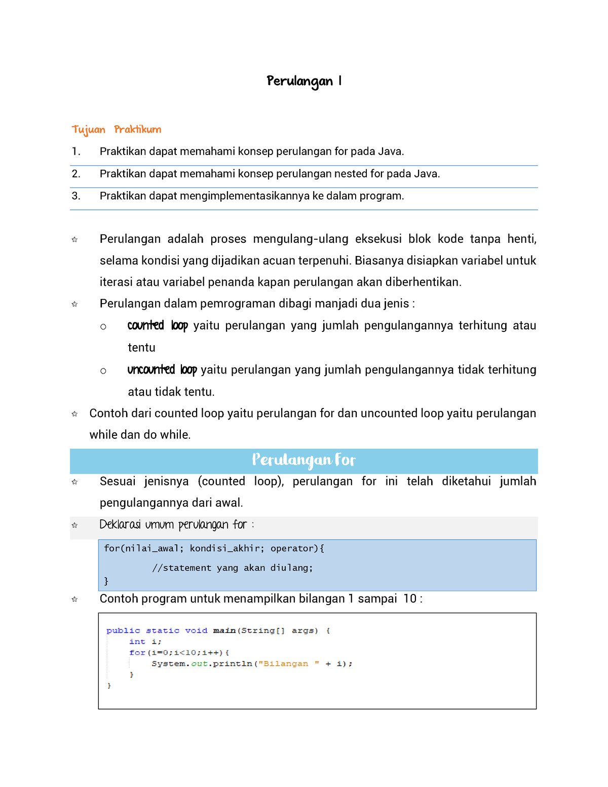 [modul] Perulangan I - Perulangan I Tujuan Praktikum Praktikan Dapat ...