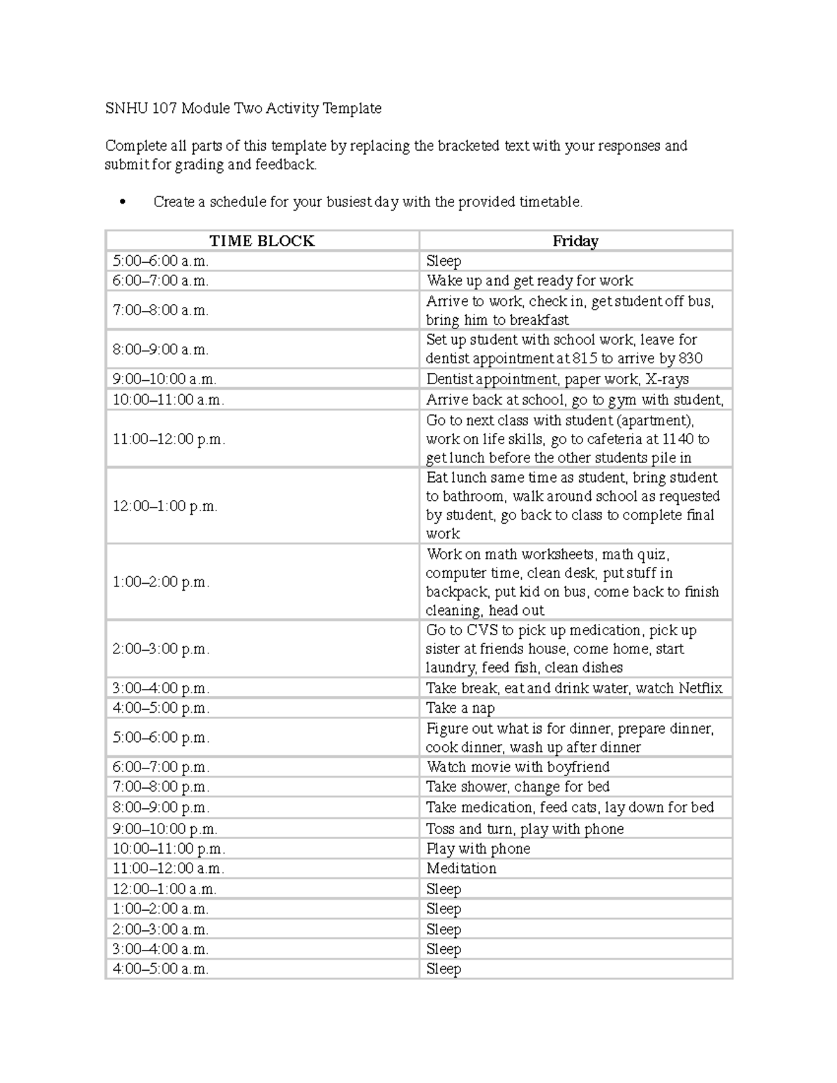 Module 2 schedule for online learning SNHU107 SNHU Studocu