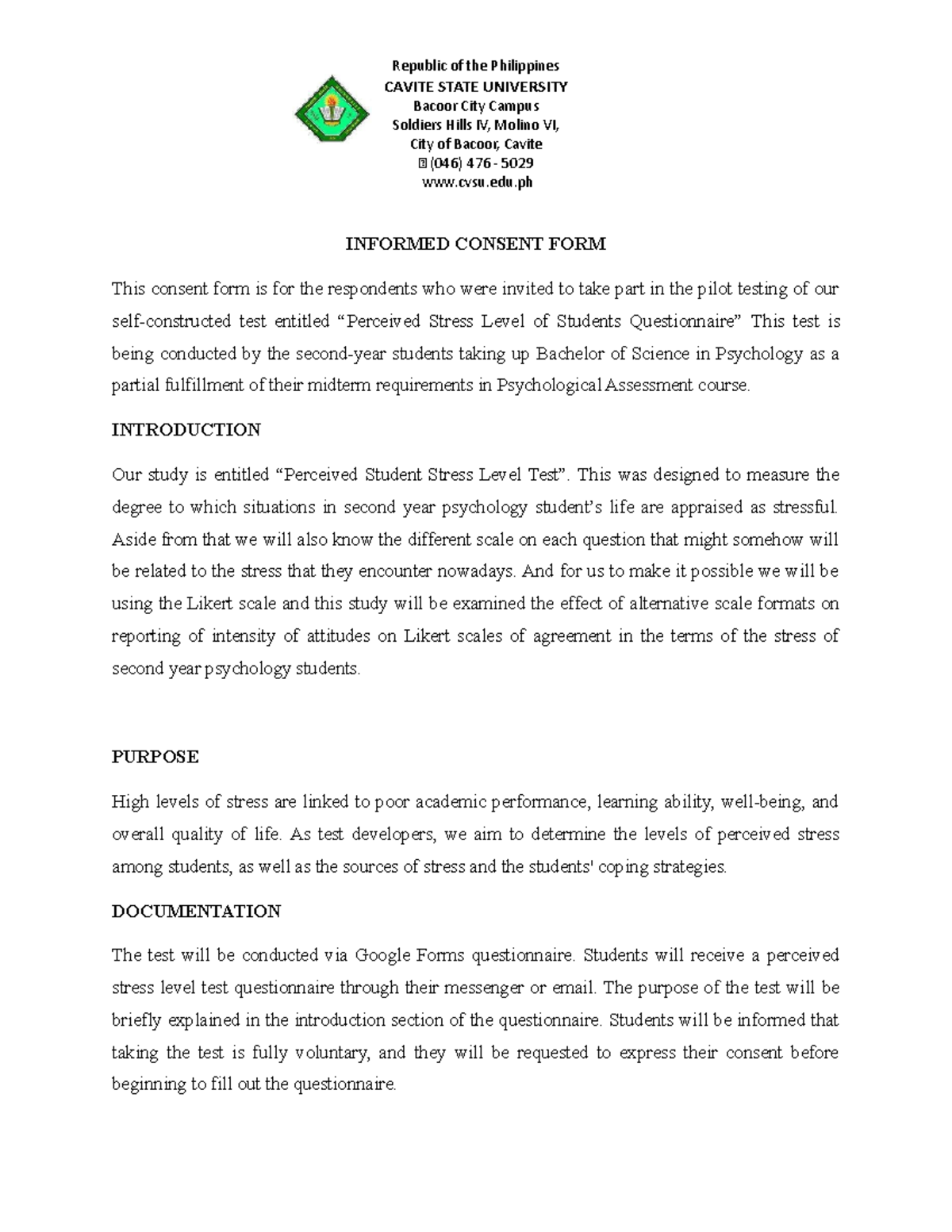 Bertulfo STUDY CAVITE STATE UNIVERSITY Bacoor City Campus Soldiers