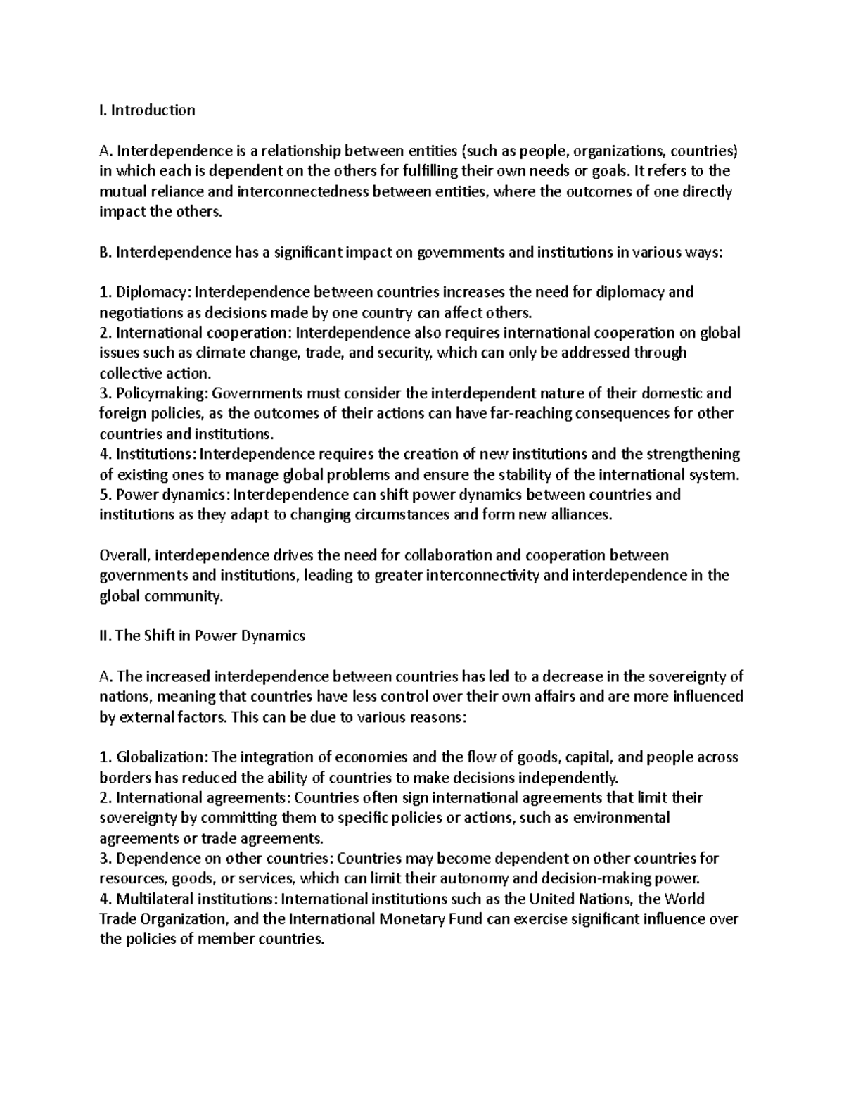 Effect of an Interdependent World on the Roles of Governments and ...