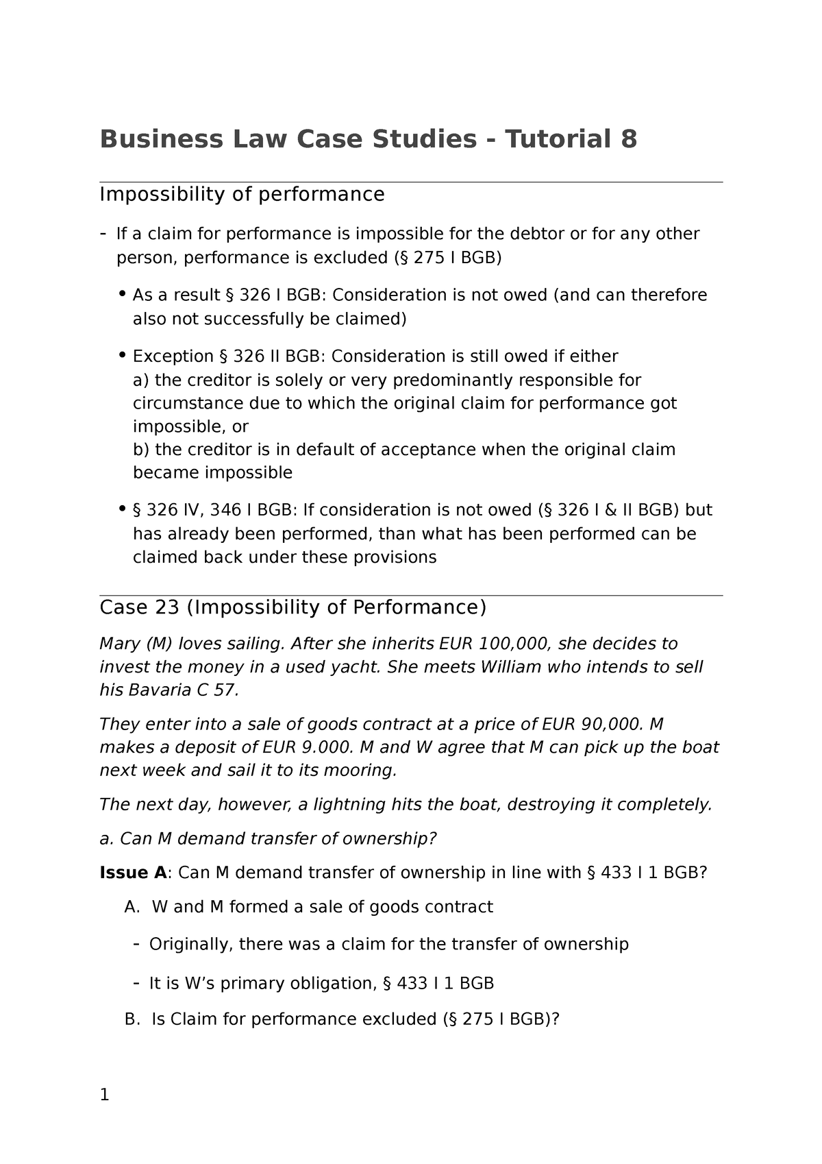 Cases 2325 (Tutorial 8) Business Law Case Studies Tutorial 8