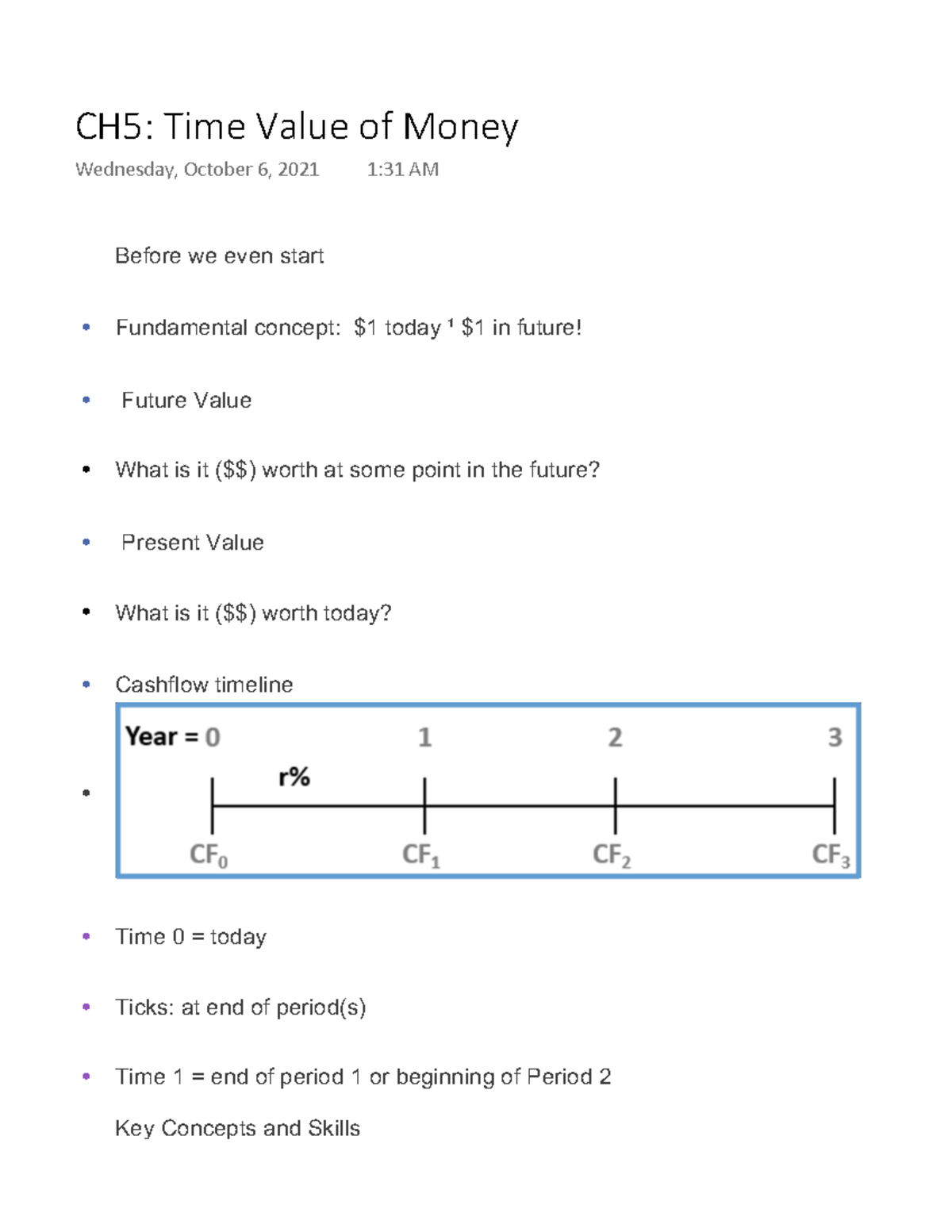 CH5 Time Value of Money - Lecture notes 5 - Before we even start ...