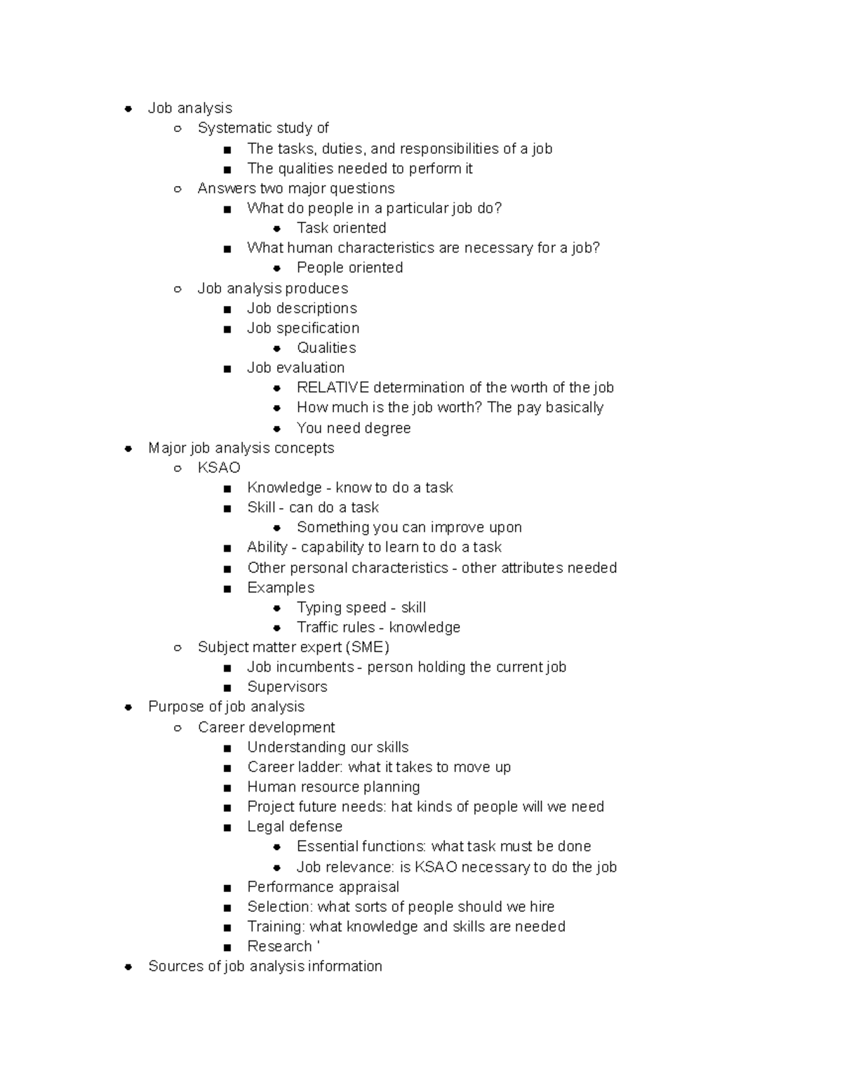 Lecture notes 2 - Job analysis Systematic study of The tasks, duties ...