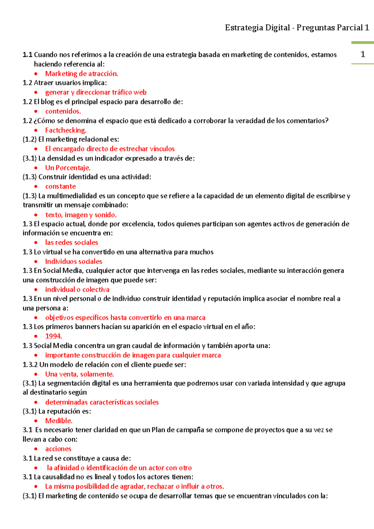 Preguntero 1º Parcial - ED - 1 1 Cuando Nos Referimos A La CreaciÛn De ...