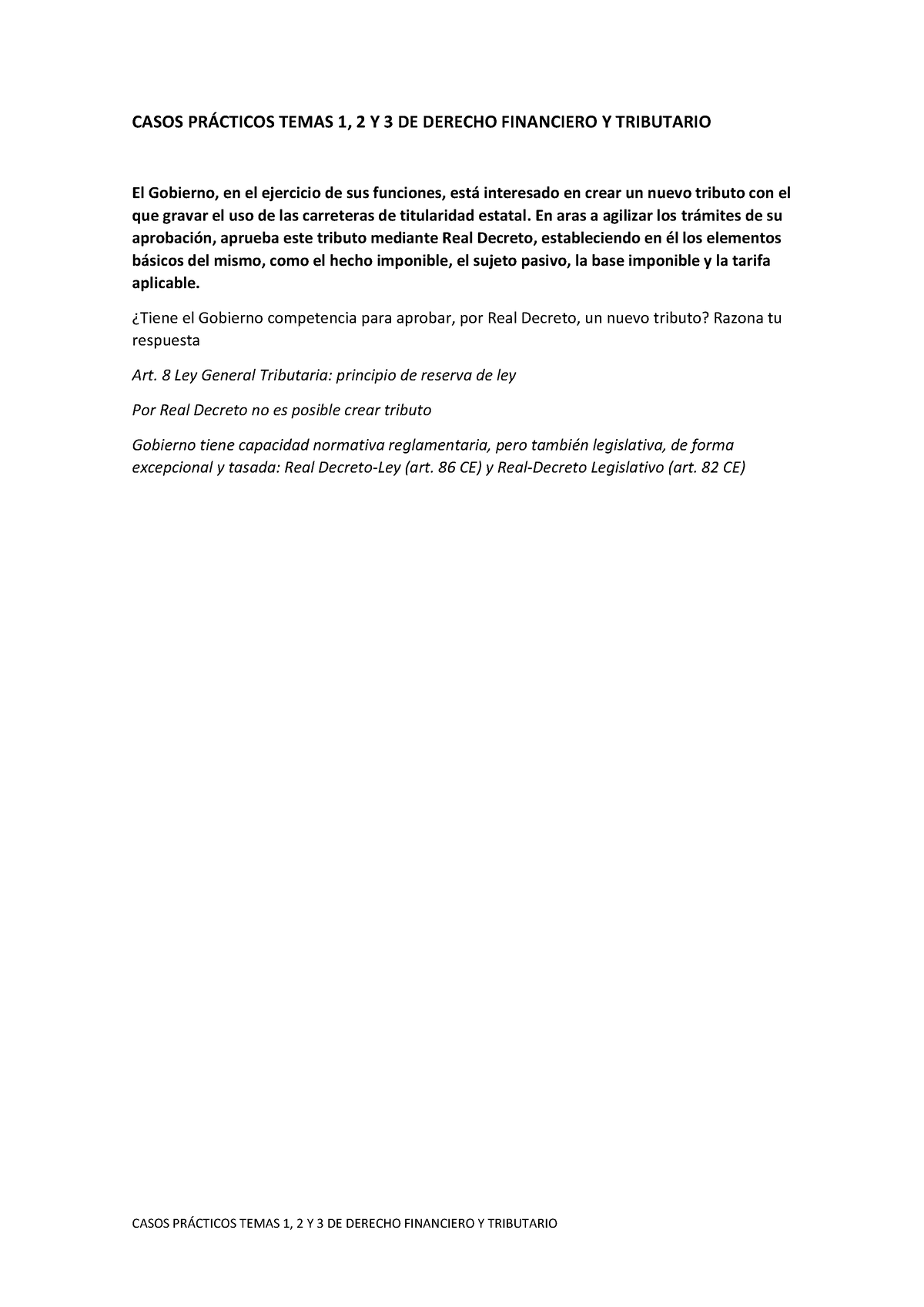 Casos Prácticos Temas 1 2 Y 3 De Derecho Financiero Y Tributario