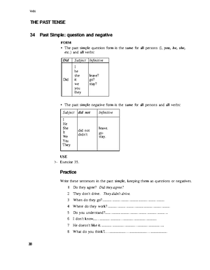Past simple 2 - English notes - Studocu