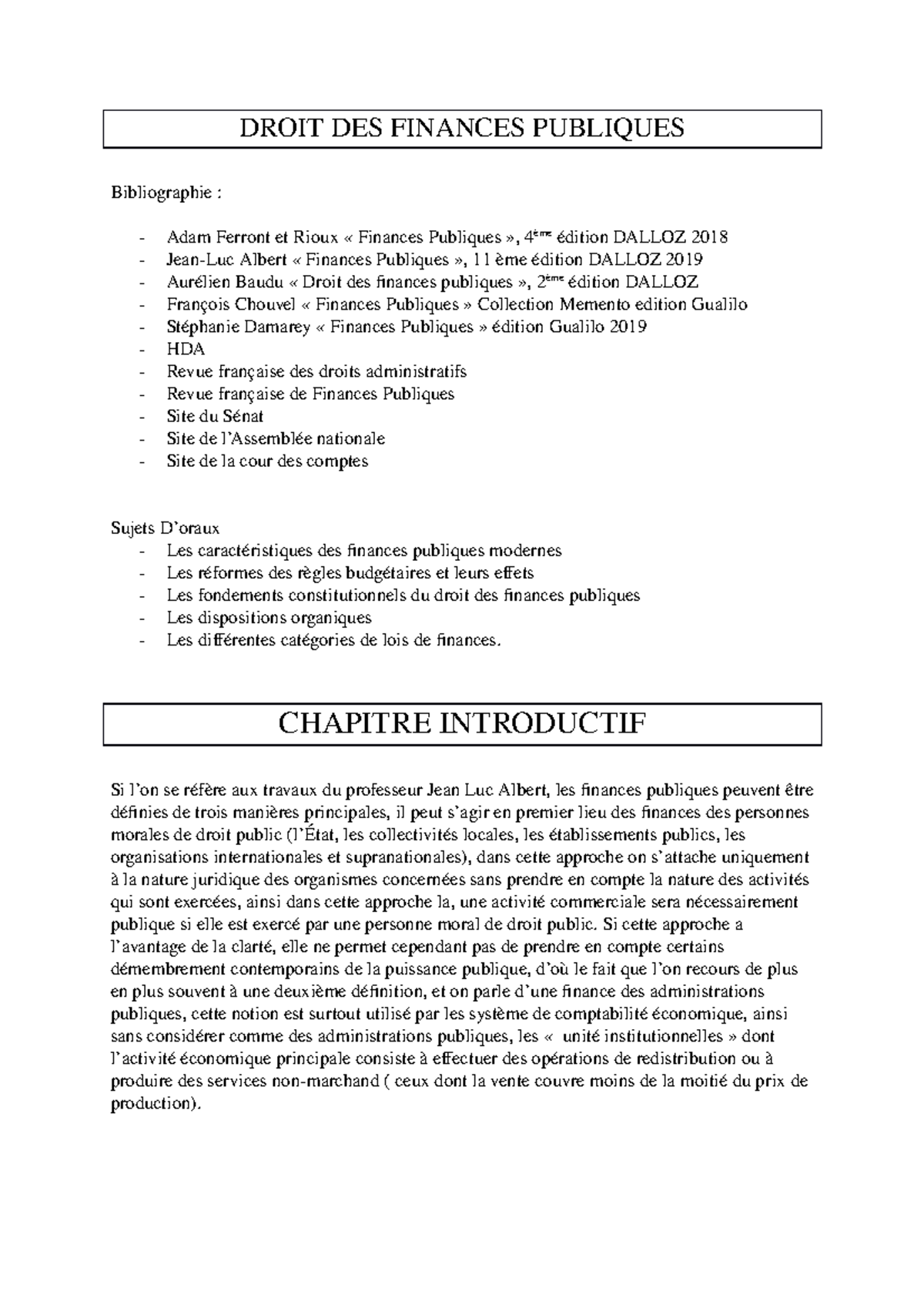 Droit DES Finances Publiques DROIT DES FINANCES PUBLIQUES