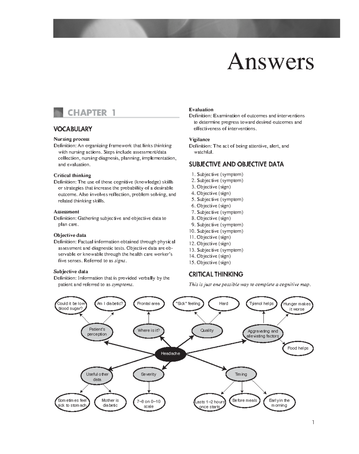 Answer Key Workbook Williams Hopper 1 CHAPTER 1 VOCABULARY Nursing