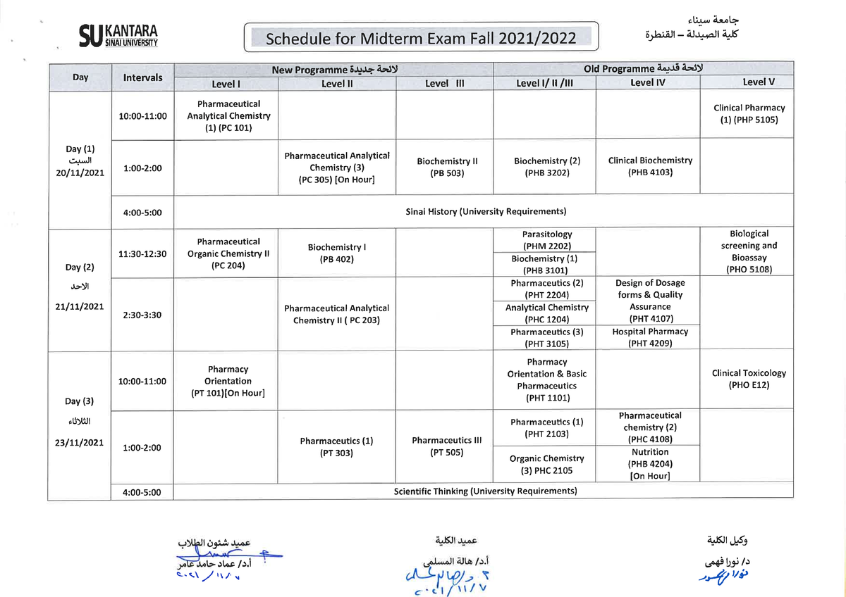 Schedule for Midterm Exam Fall 2021 موقع Pathology Studocu