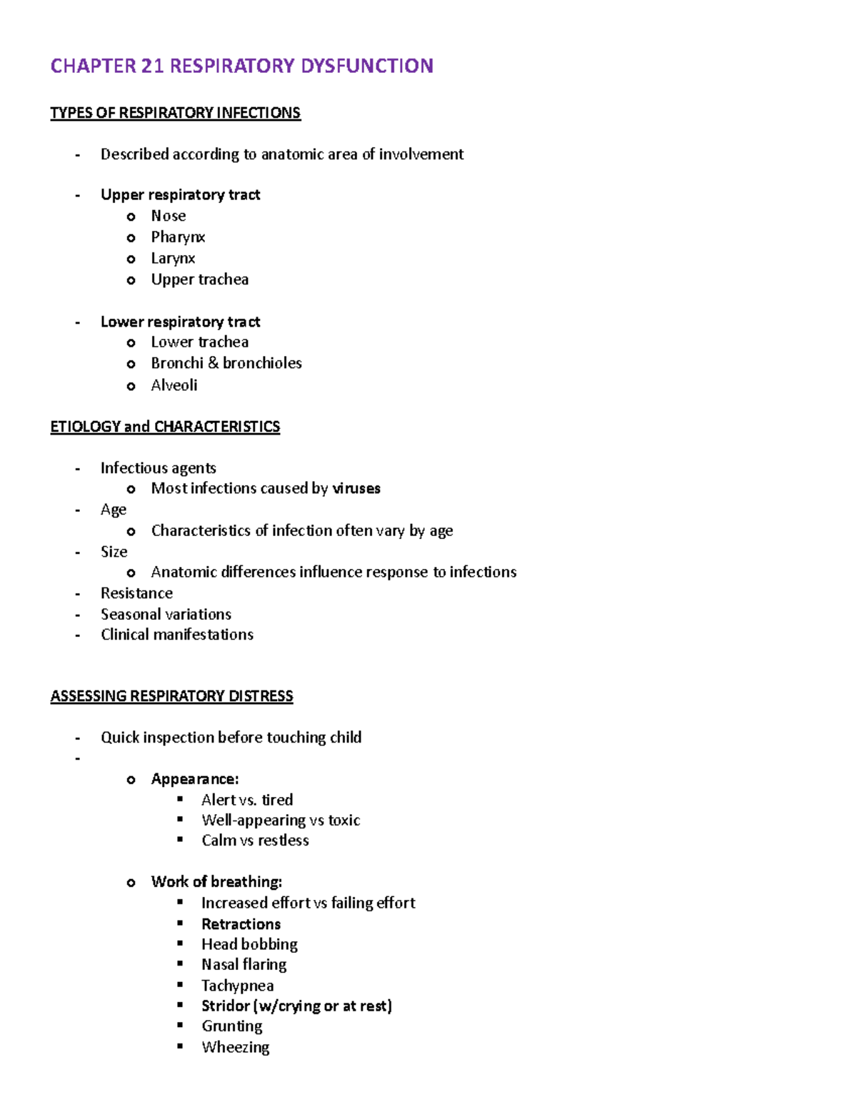 WK 2 PPT notes - Respiratory - CHAPTER 21 RESPIRATORY DYSFUNCTION TYPES ...