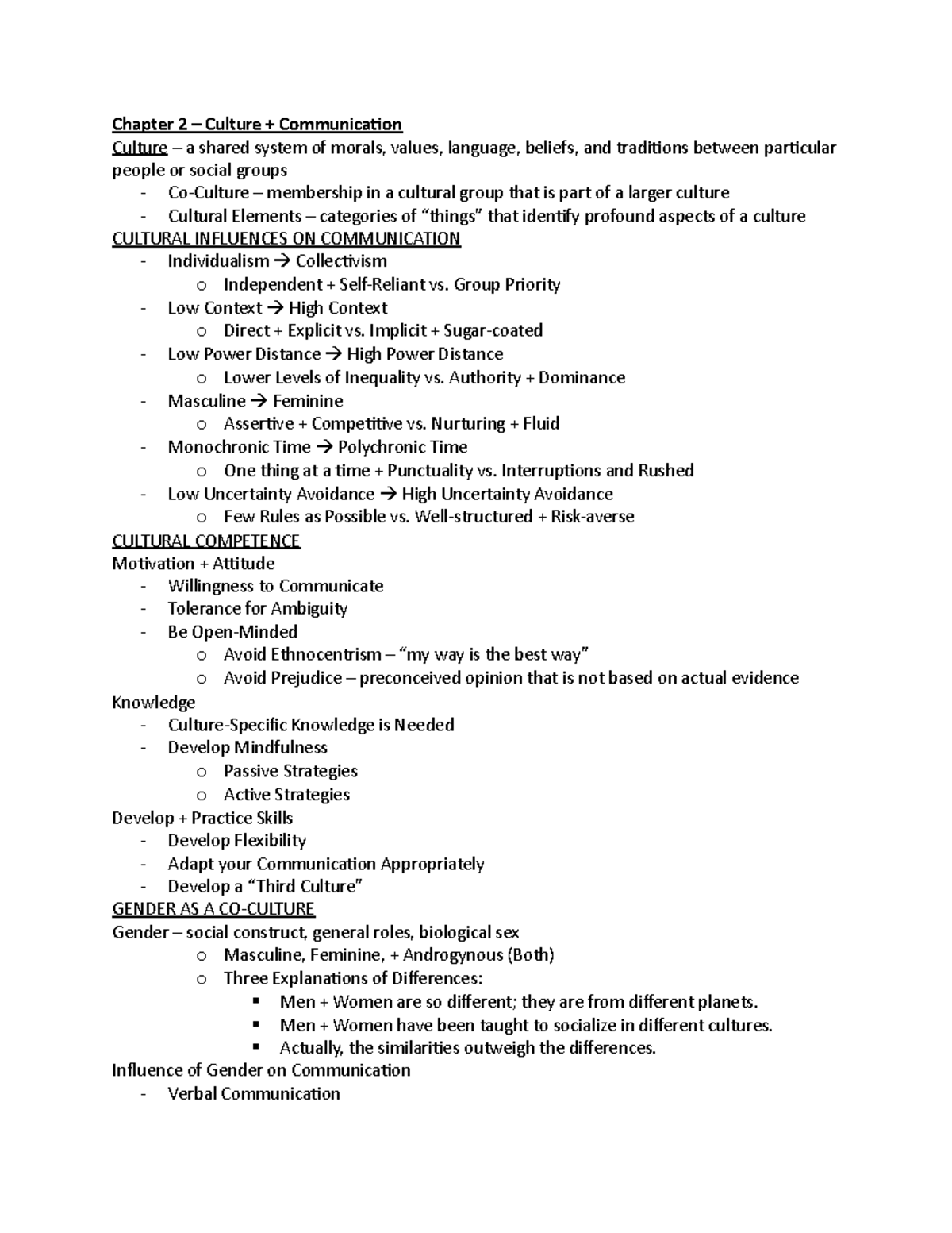 Chapter 2 - Culture + Communication - Chapter 2 – Culture ...