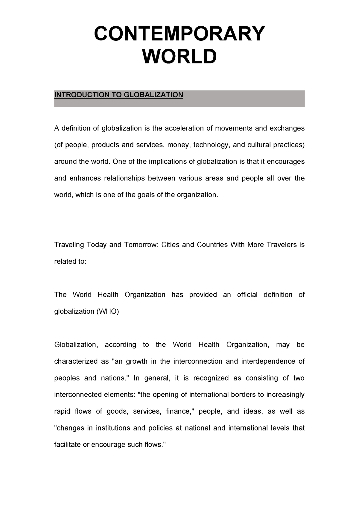 Contemporary World Complete Notes WORLD INTRODUCTION TO GLOBALIZATION   Thumb 1200 1697 
