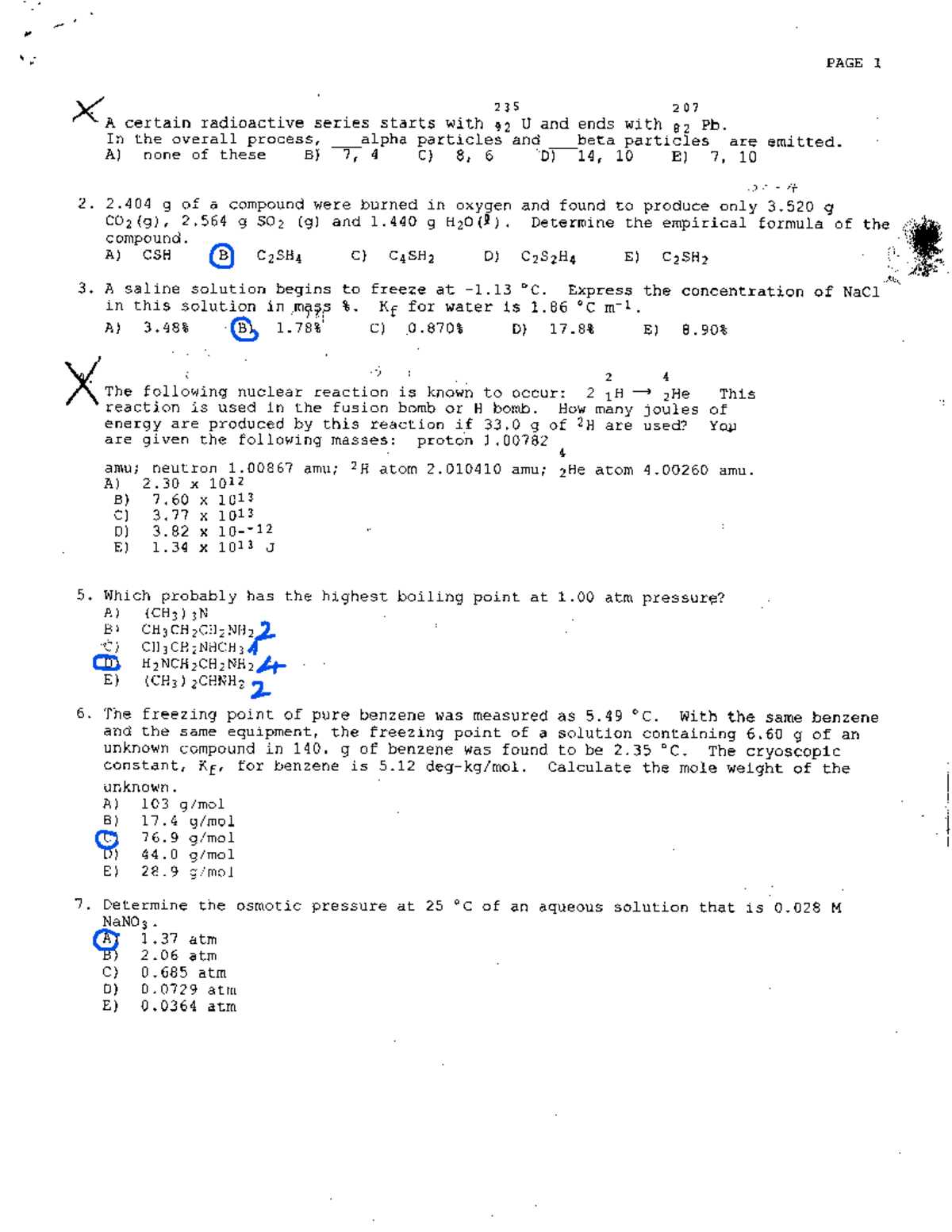 Practice Final Questions - CHEM 121 - Studocu