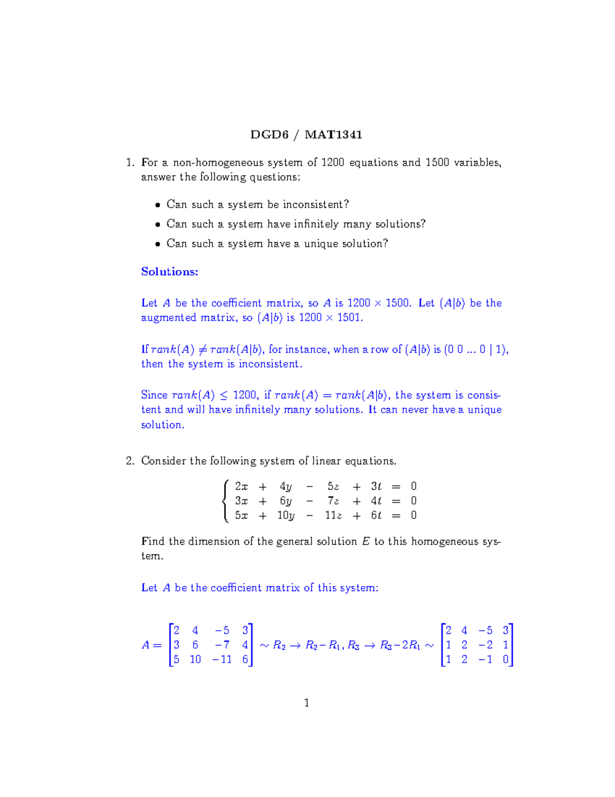 DGD6solutions - practice exercise - DGD6 / MAT For a non-homogeneous ...