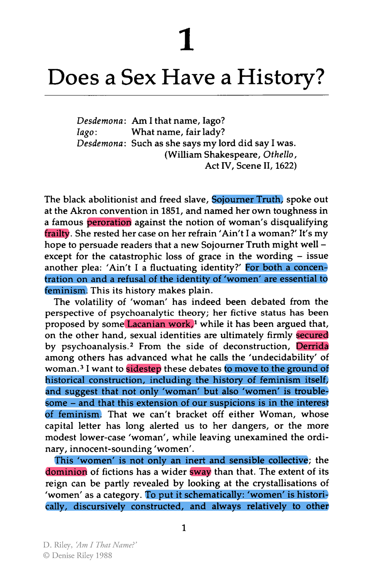 Riley Does Sex have a History - 1 Does a Sex Have a History? Desdemona:  !ago: Desdemona: Am I that - Studocu
