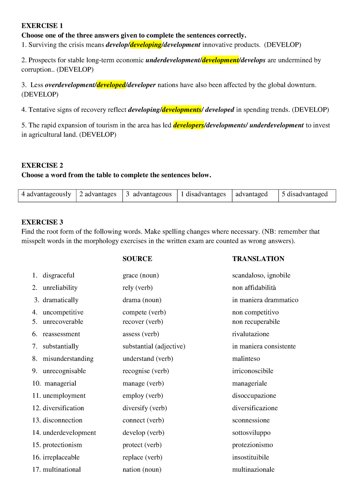 Session 4 Morphology Answers - EXERCISE 1 Choose One Of The Three ...