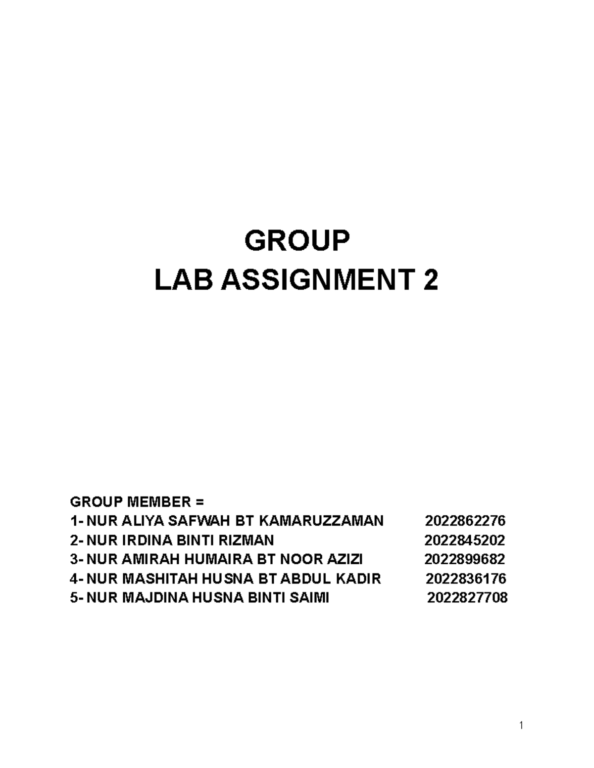 Laboratory Assignment 1 (MAT423) - GROUP LAB ASSIGNMENT 2 GROUP MEMBER ...