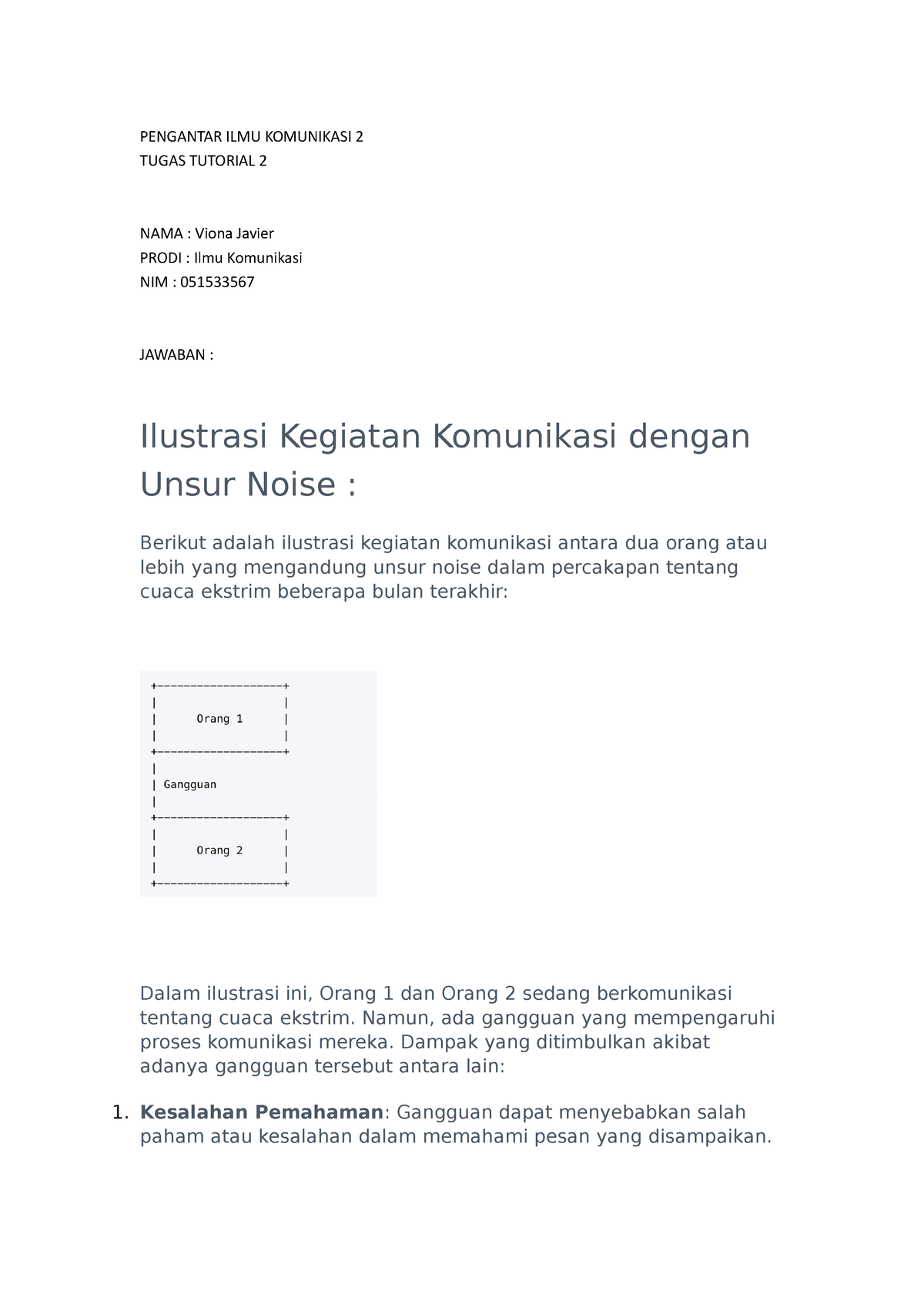 Pengantar ILMU 2 - Tugas Tutorial 2 - PENGANTAR ILMU KOMUNIKASI 2 TUGAS ...