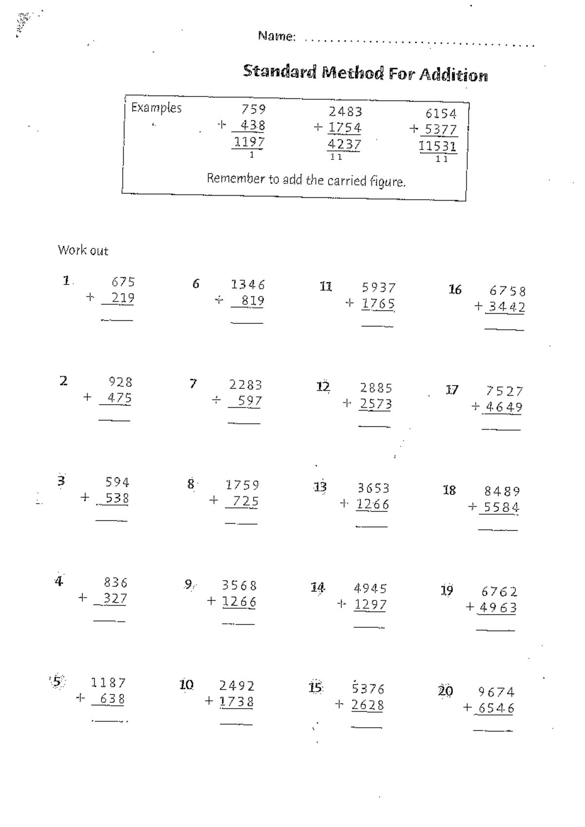 Basic Maths Day 1 Worksheets copy - BS001 - Studocu