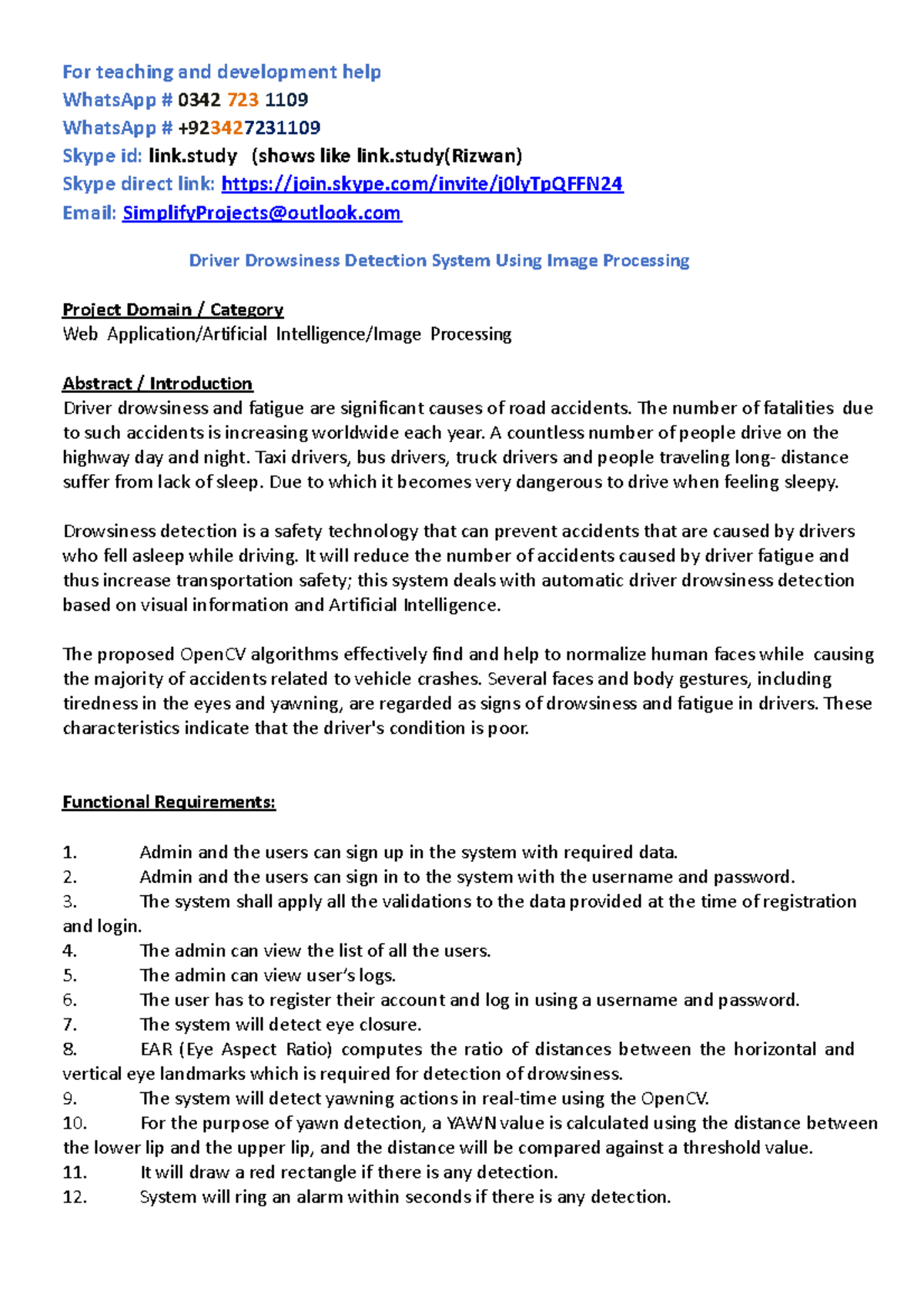 Driver Drowsiness Detection System Using Image Processing - Final ...