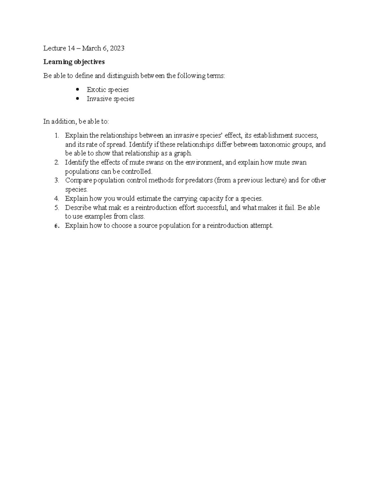 Lecture+14 Objectives to learn - Lecture 14 – March 6, 2023 Learning ...