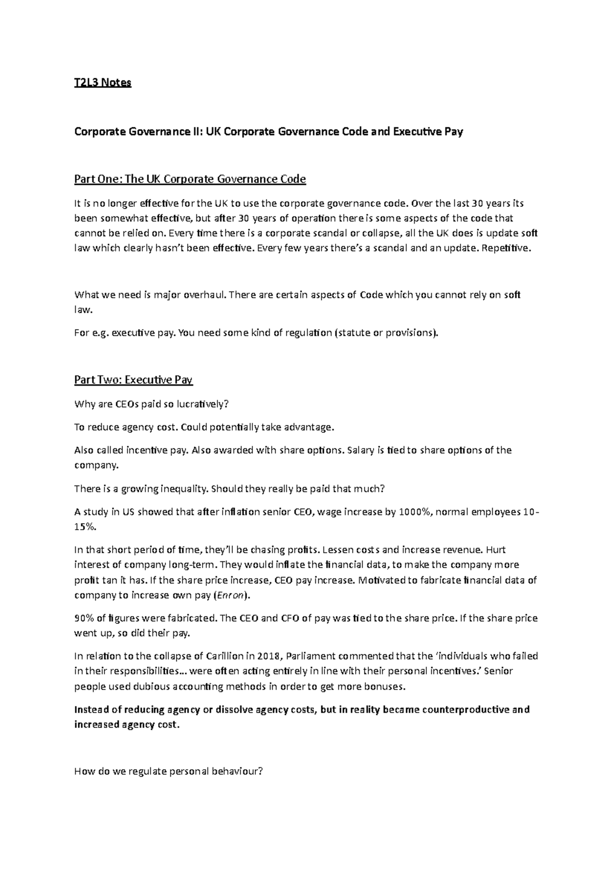 Notes for Law of Business Organisations - T2L3 Notes Corporate ...