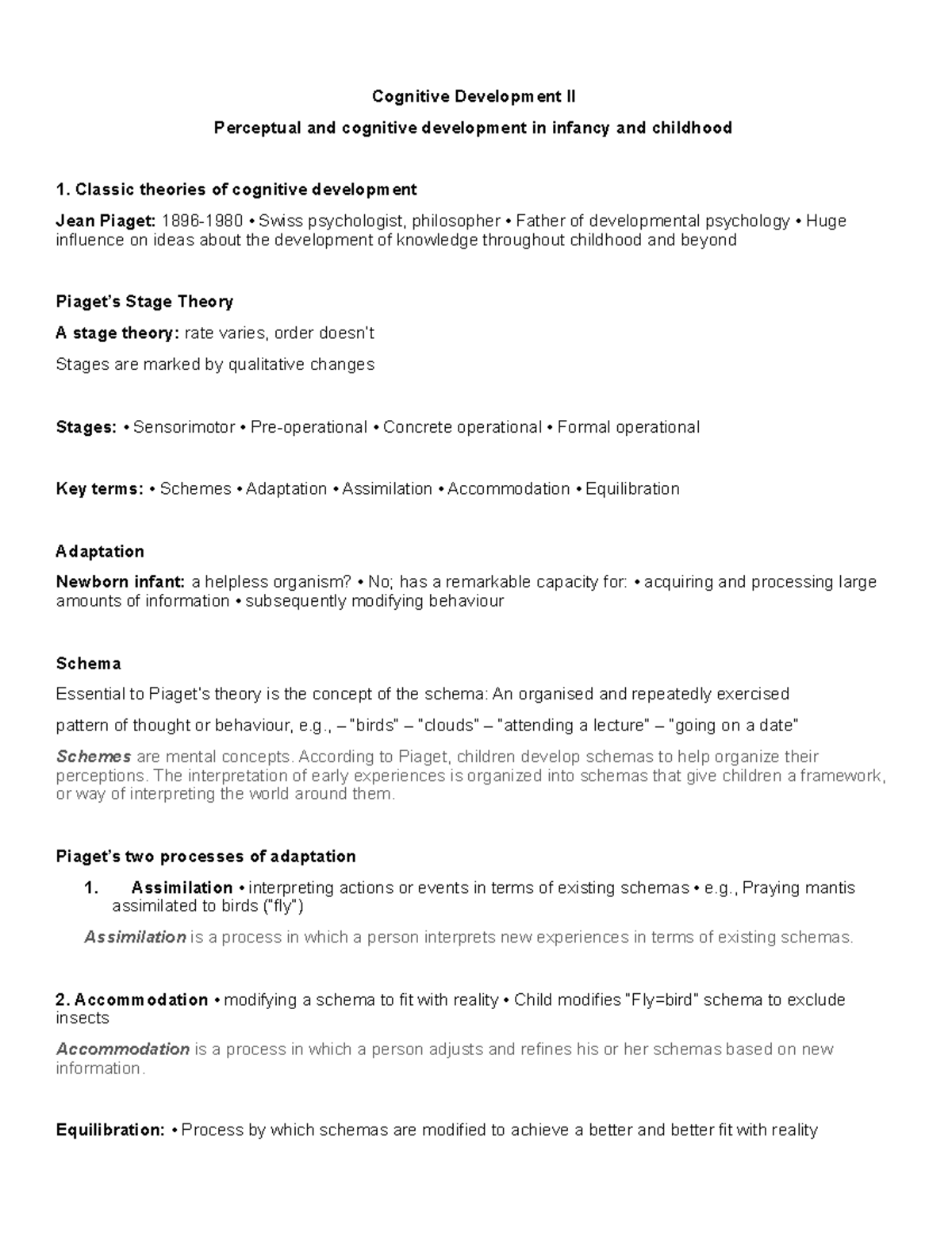 KHA111 Cognitive Development II Cognitive Development II