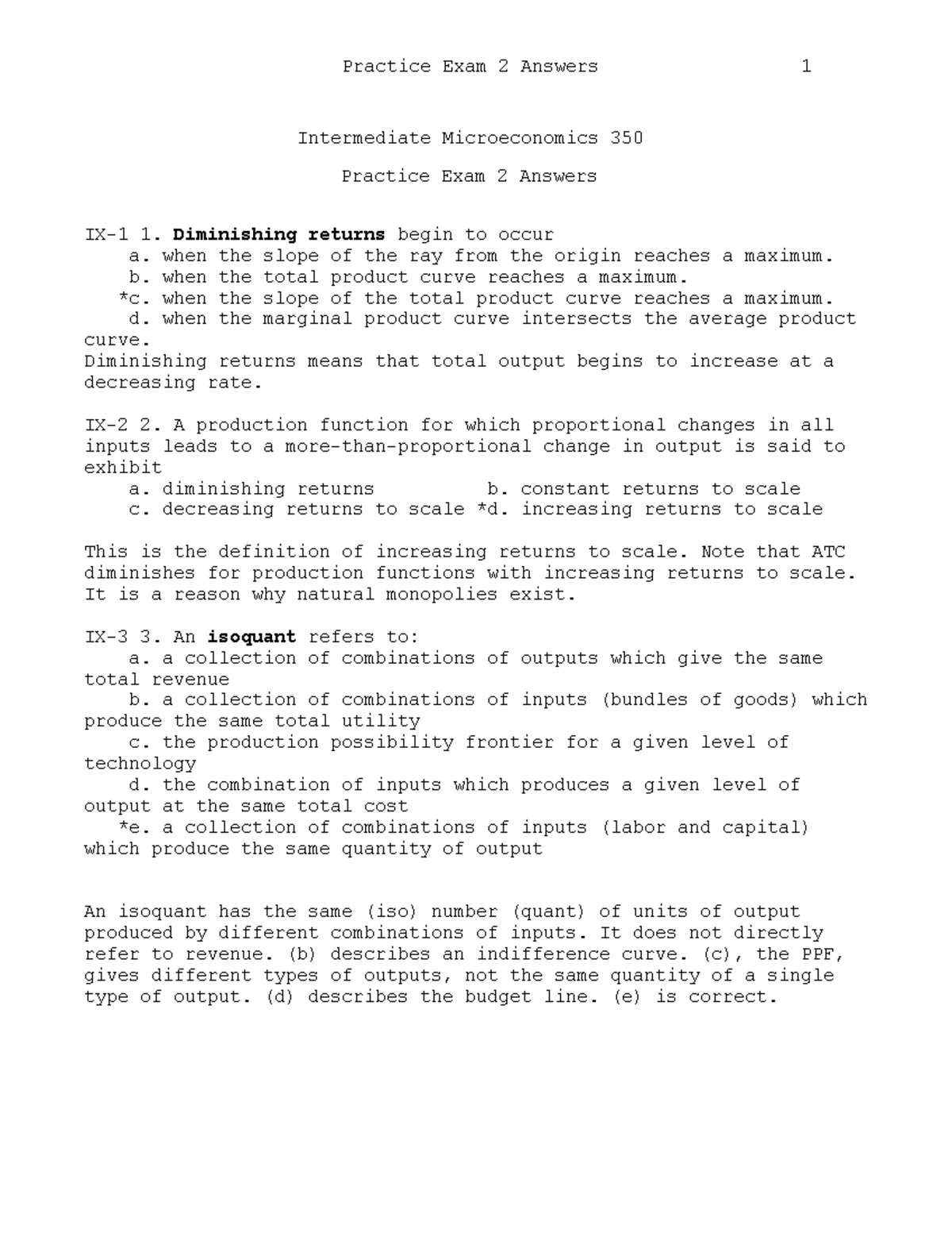 Exam 2 10 May, questions and answers - Practice Exam 2 Answers 1 ...