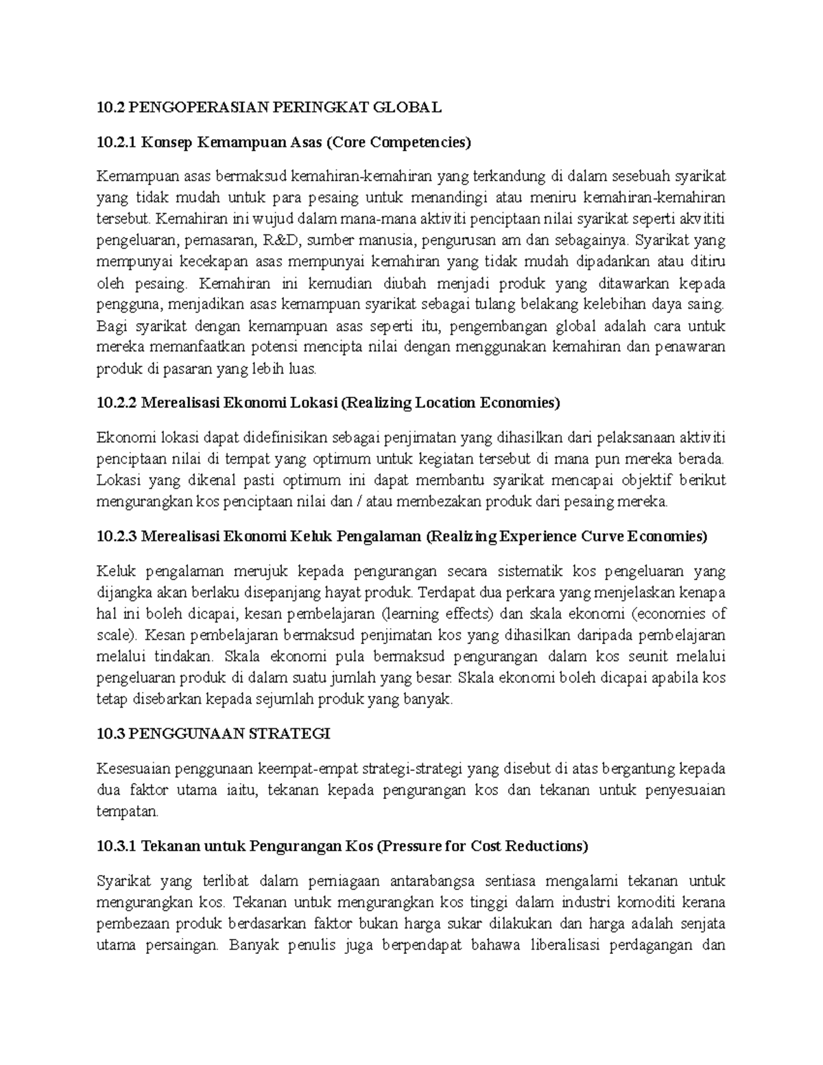 Ringkasan BAB 10 Strategi Perniagaan Antarabangsa - 10 PENGOPERASIAN ...