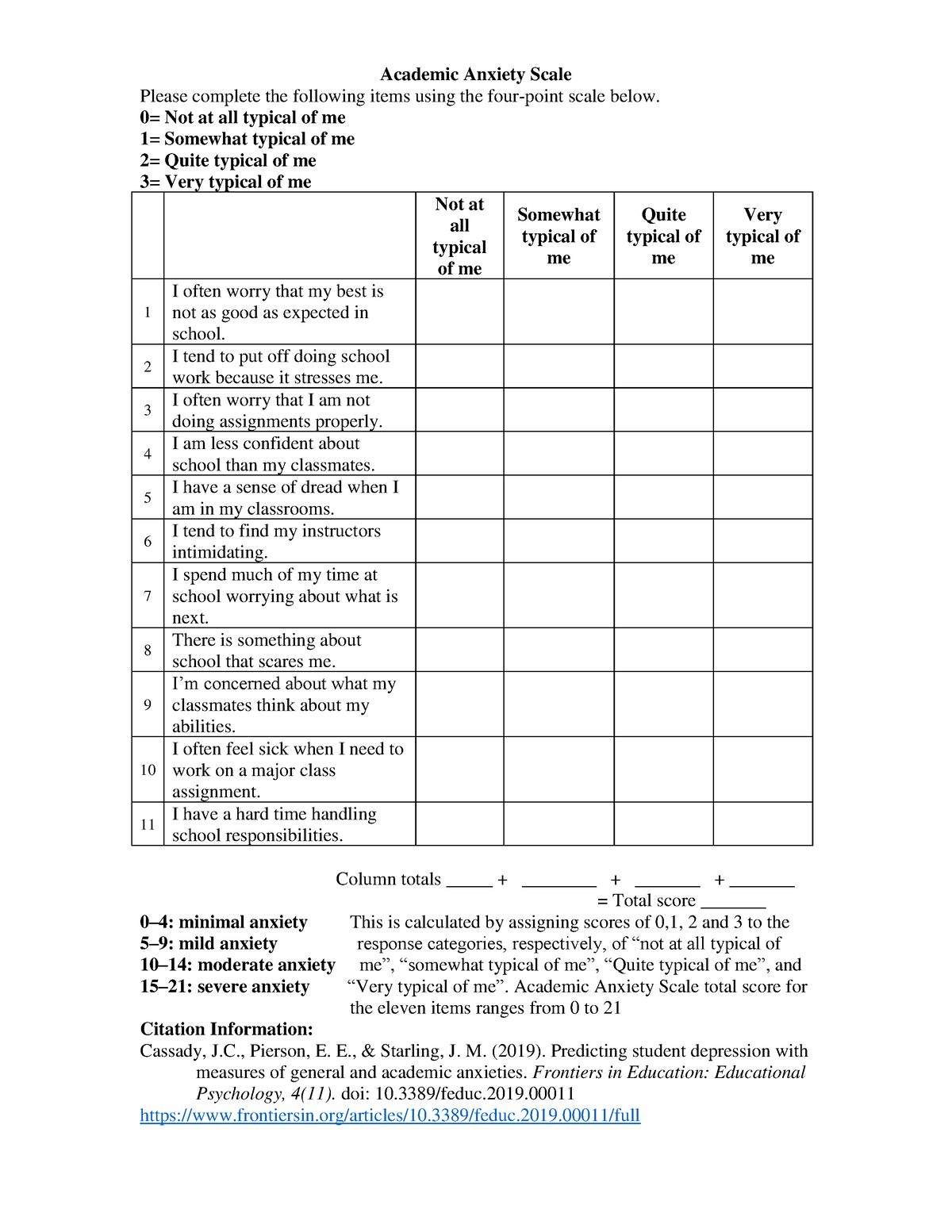 Inbound 73811752652010 53064 - Academic Anxiety Scale Please complete ...