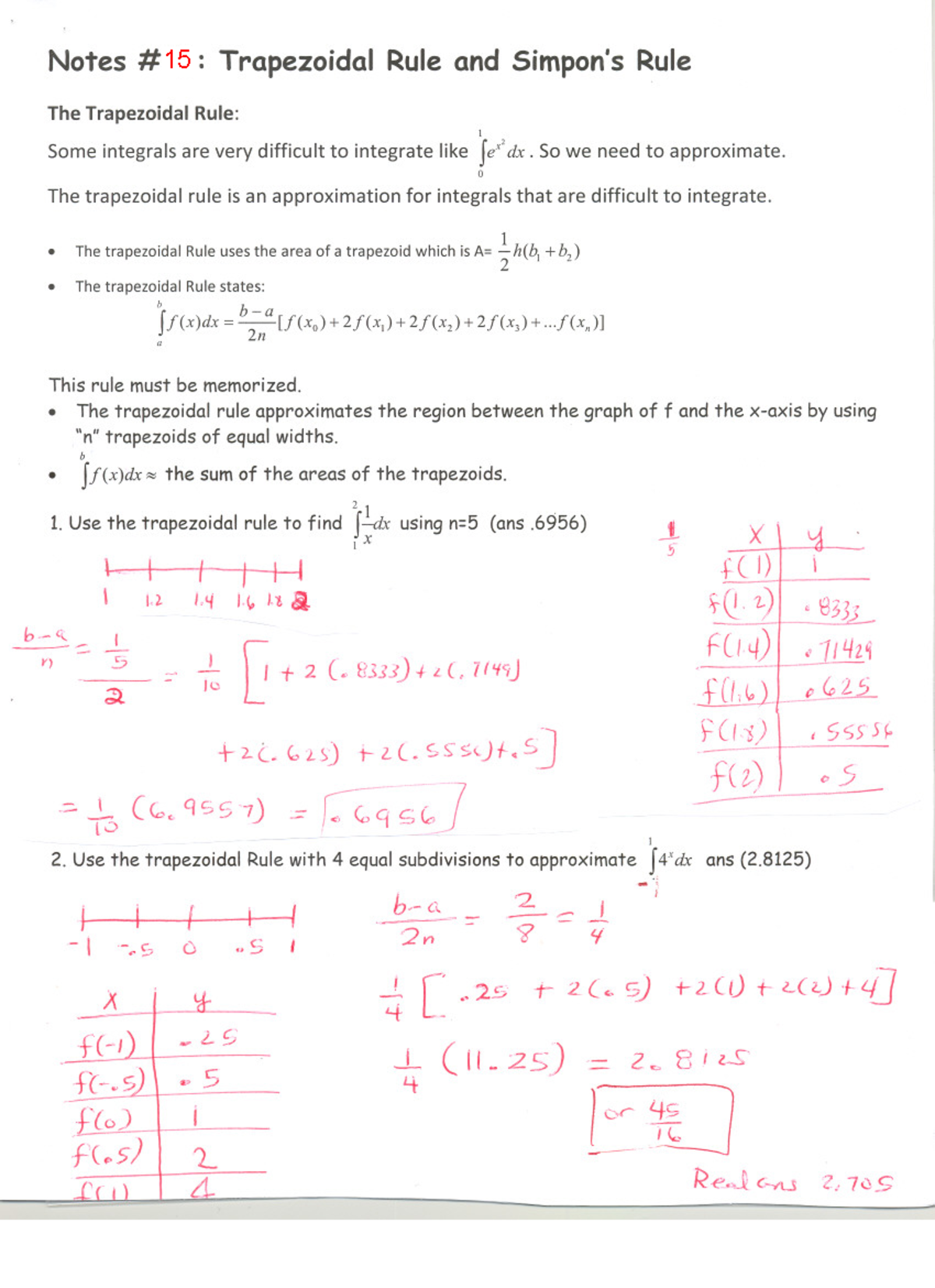 Notes #15 Trapezoidal and Simpon's Rules - MATH 20200 - 15 - StuDocu