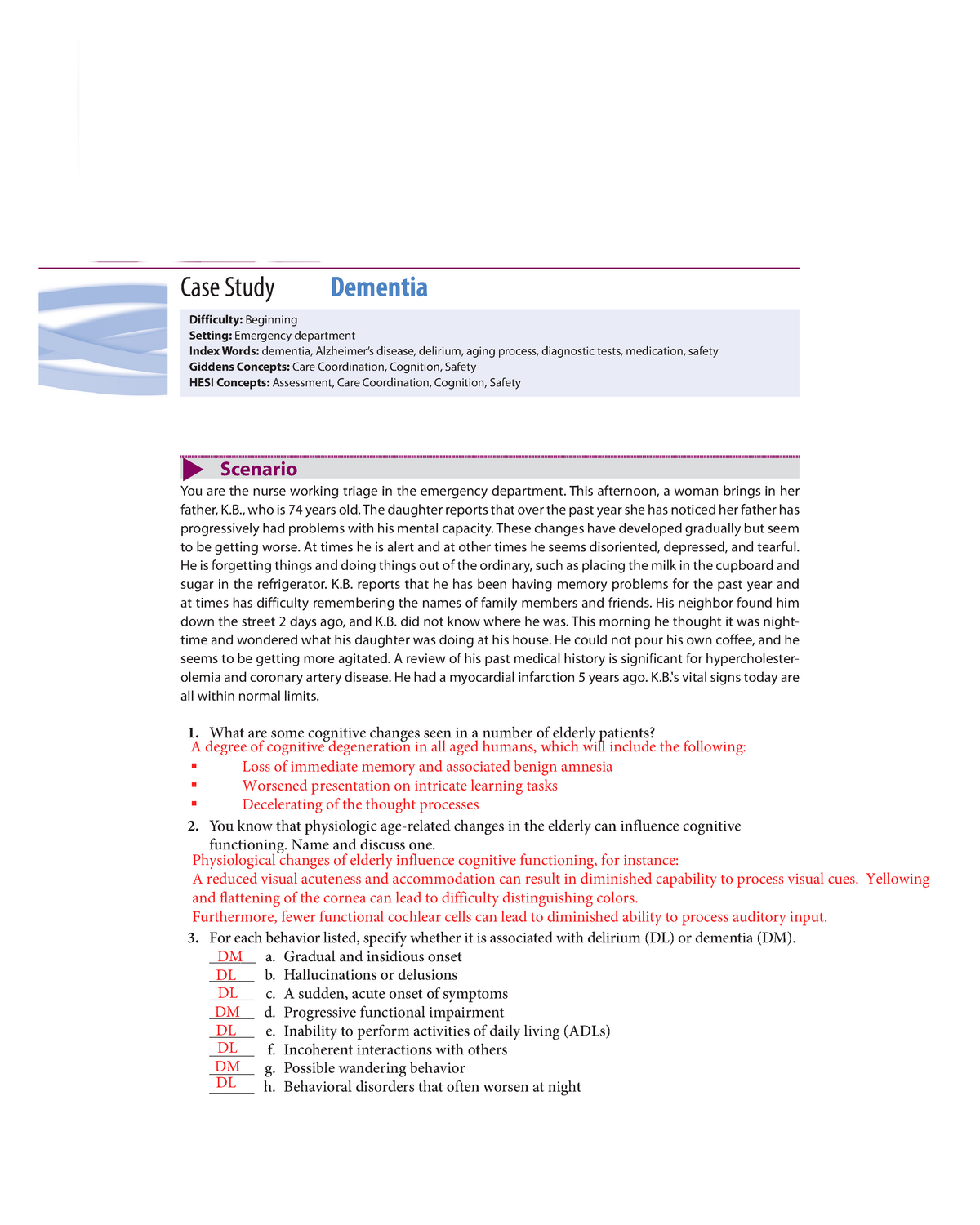 pn dementia case study quiz