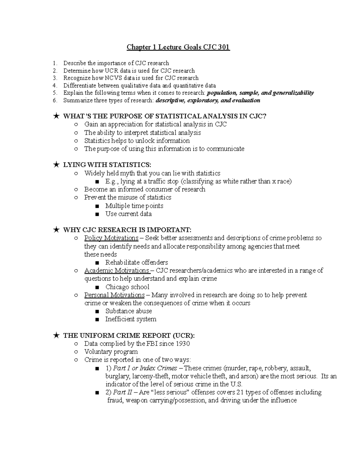 Stats Exam 1 Notes Evaluation Research Dr. Vito Ball State University ...