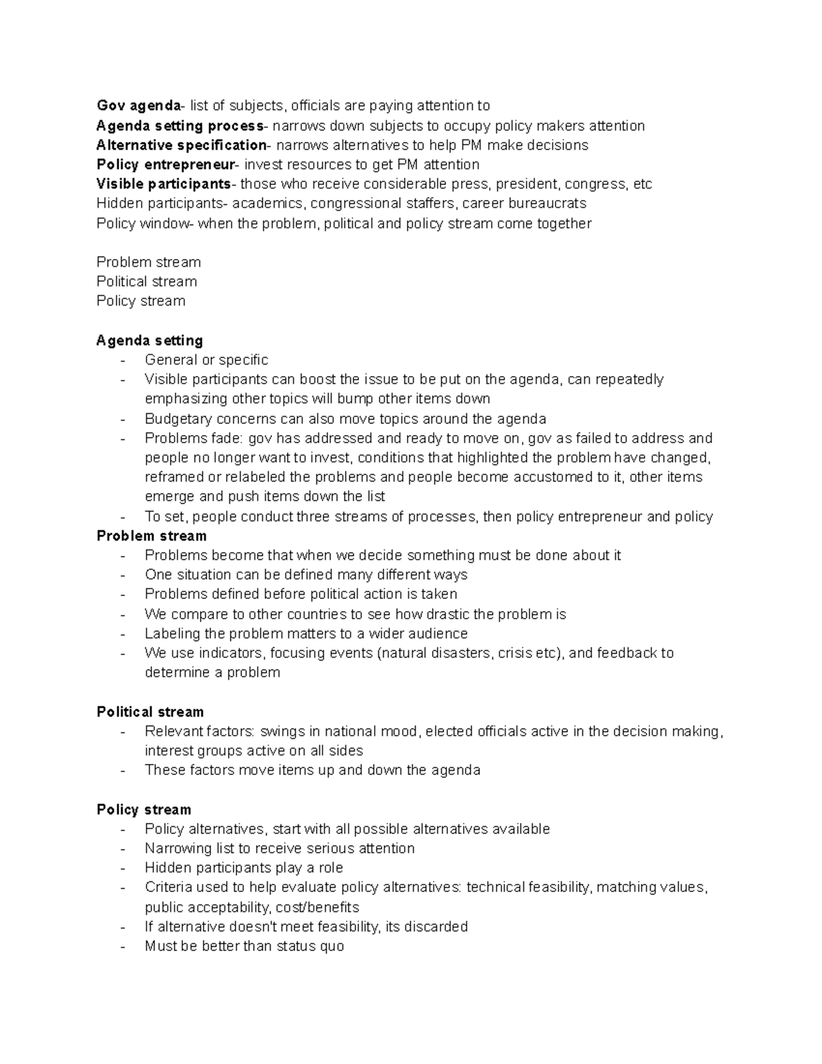 Agenda Setting Process Studocu