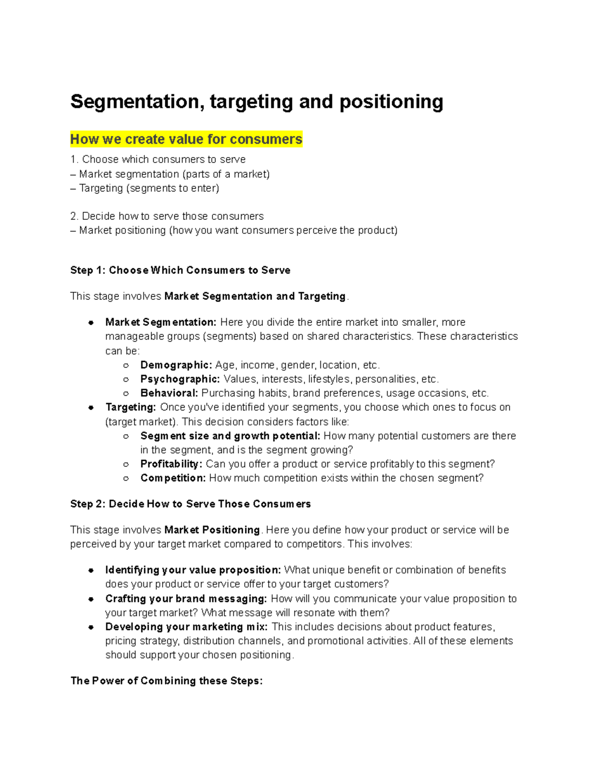MKTG week 4 chapter 6 - Segmentation, targeting and positioning How we ...