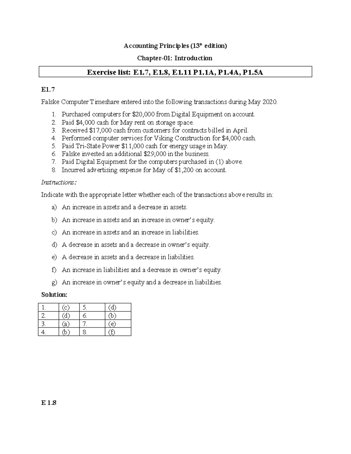 Sollution Of Accounting Principle And Introduction To Accounting ...