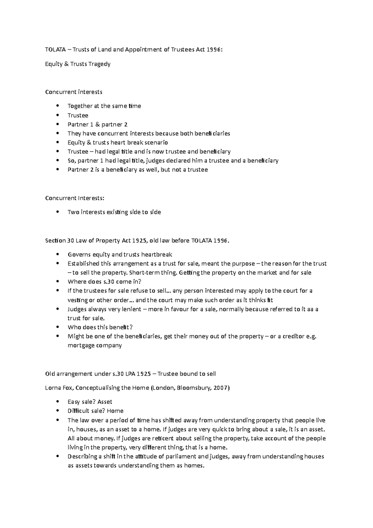 Tolata 1996 - TOLATA – Trusts of Land and Appointment of Trustees Act ...