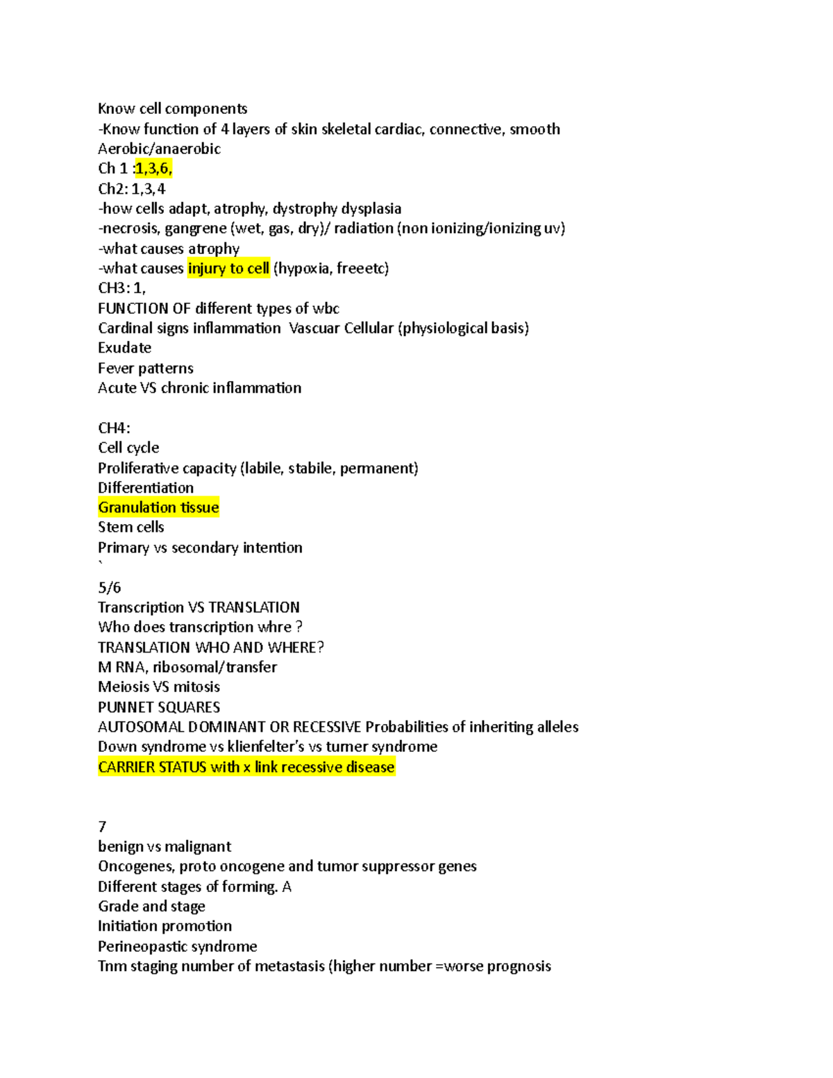 TEST 1 - Study Guide - Know cell components -Know function of 4 layers ...