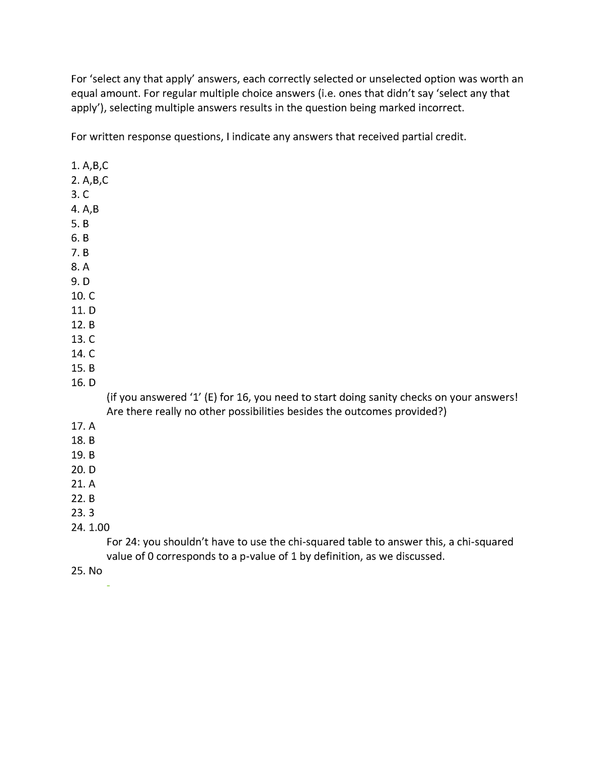 Midterm 1 Practice Exam KEY - For ‘select Any That Apply’ Answers, Each ...