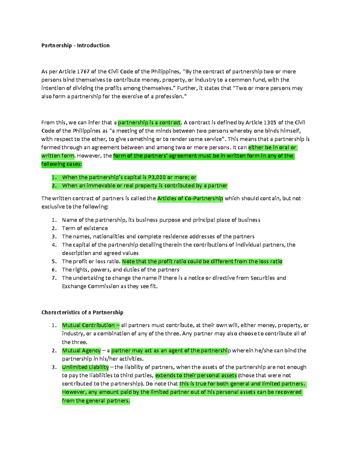 Partnership - Chapter 1 - BS accountancy - Studocu