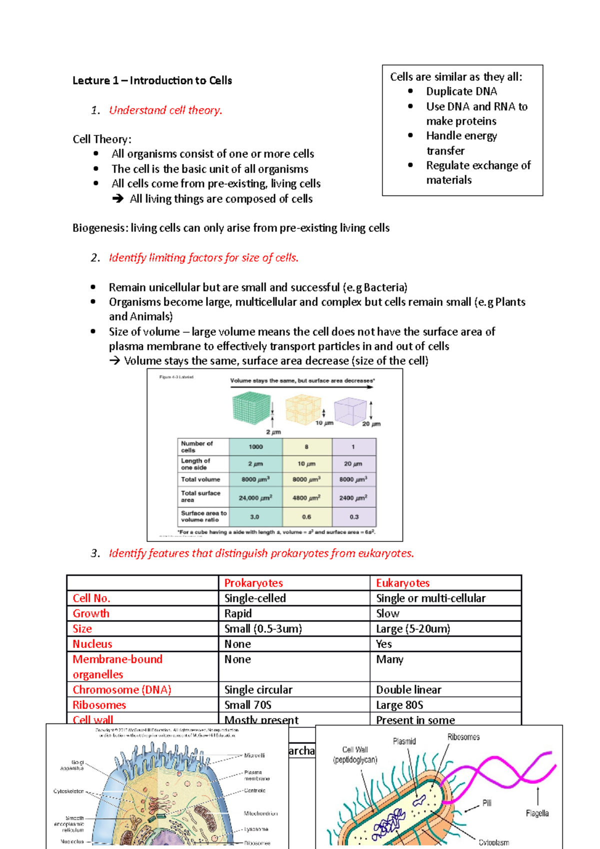 BIO152 L1-3 - Lecture notes 1-3 - Lecture 1 – Introduction to Cells ...