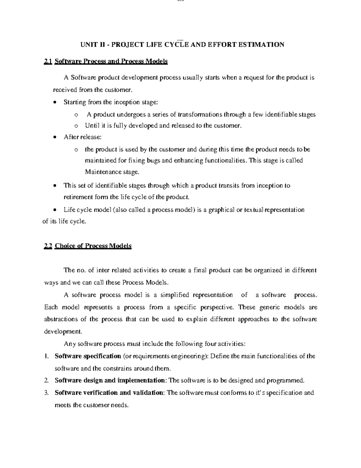 Spm unit 2 notes - smp unit 2 - lOMoAR cPSD| 3472575 UNIT II - PROJECT ...