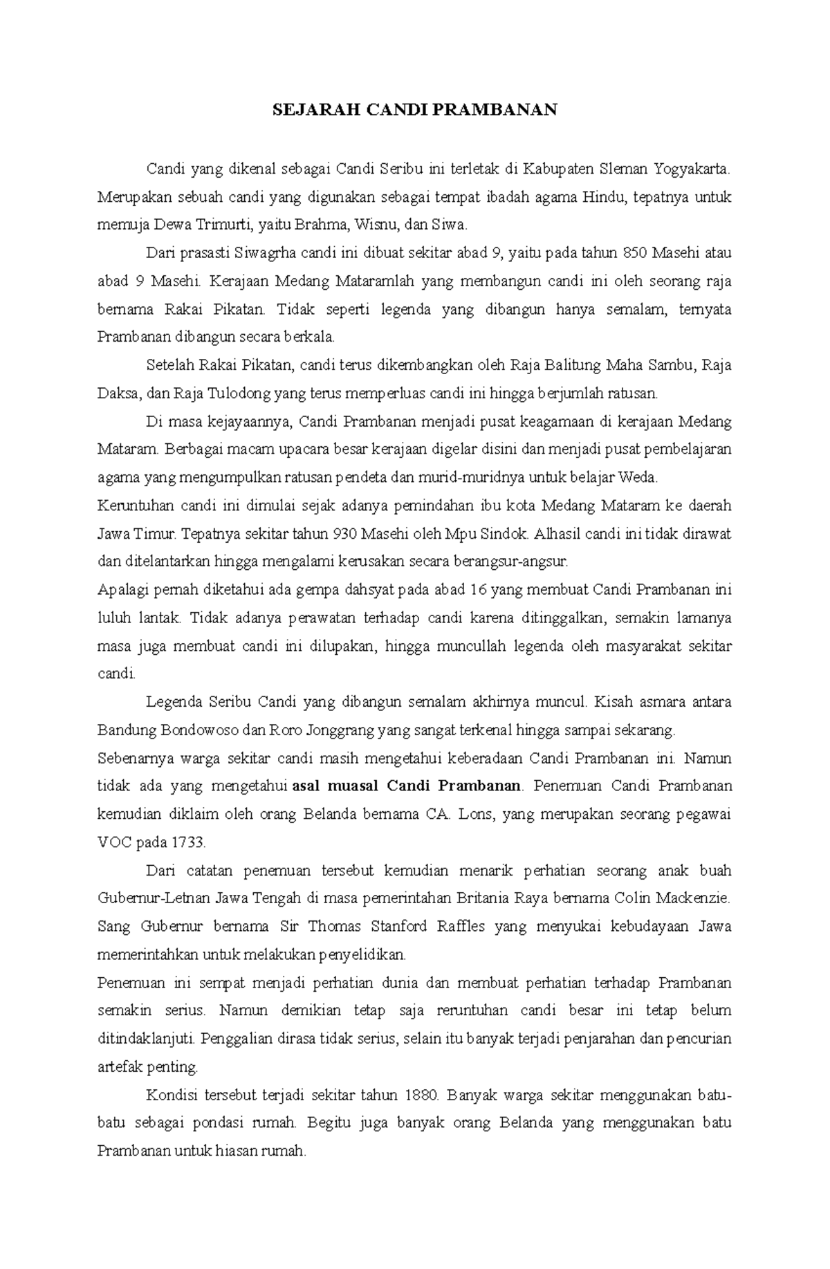 Sejarah Candi Prambanan - SEJARAH CANDI PRAMBANAN Candi yang dikenal