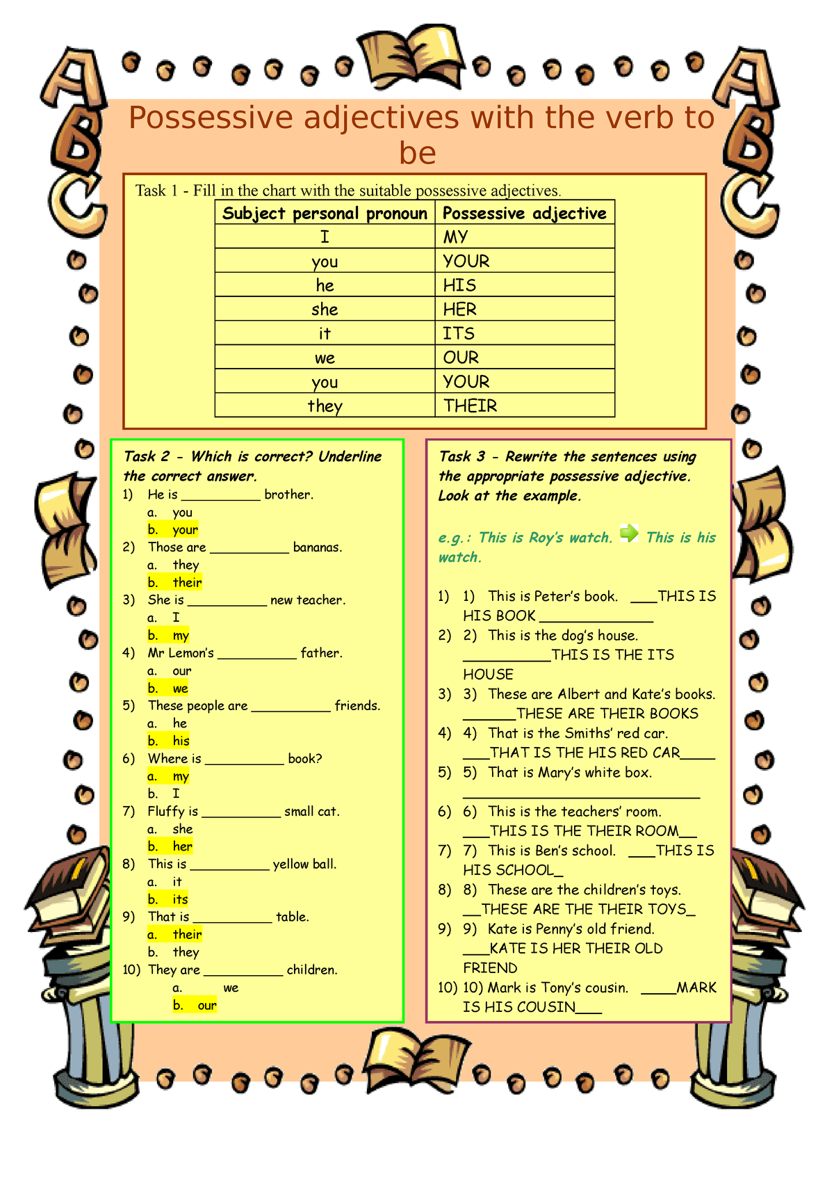possessive-adjectives-worksheet-2-possessive-adjectives-with-the-verb